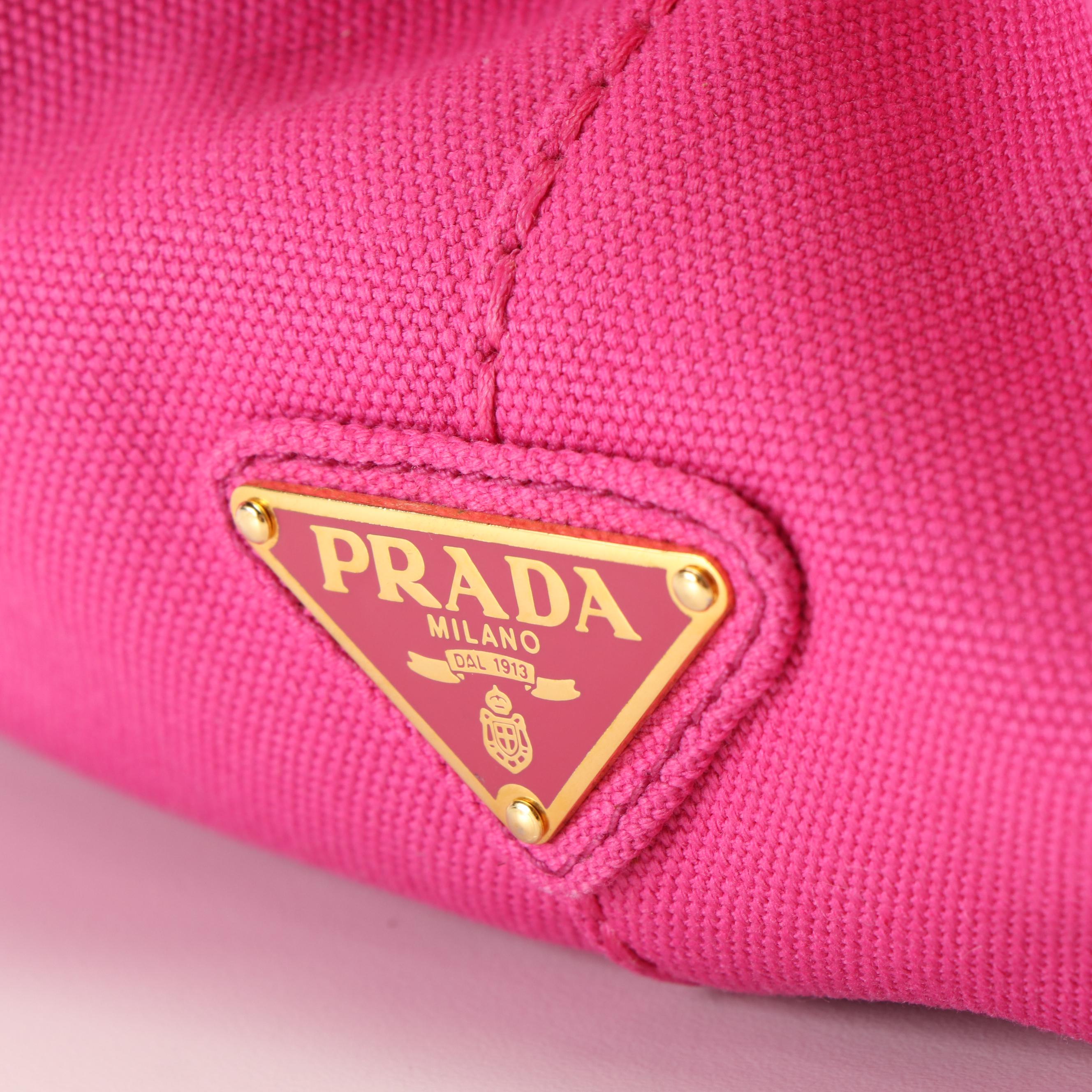 Prada Canapa Logo Tote Bag in Pink Canvas