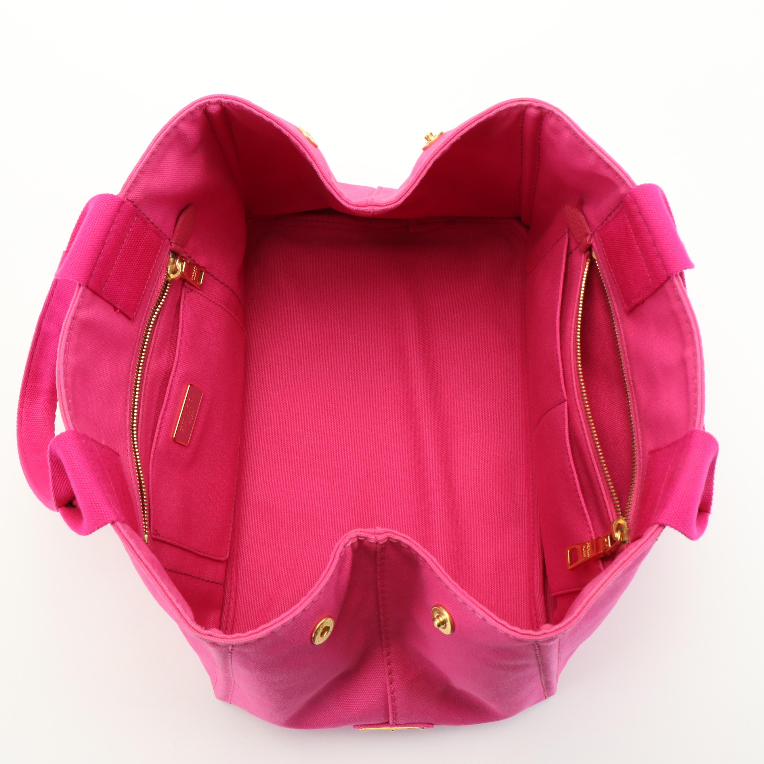 Prada Canapa Logo Tote Bag in Pink Canvas