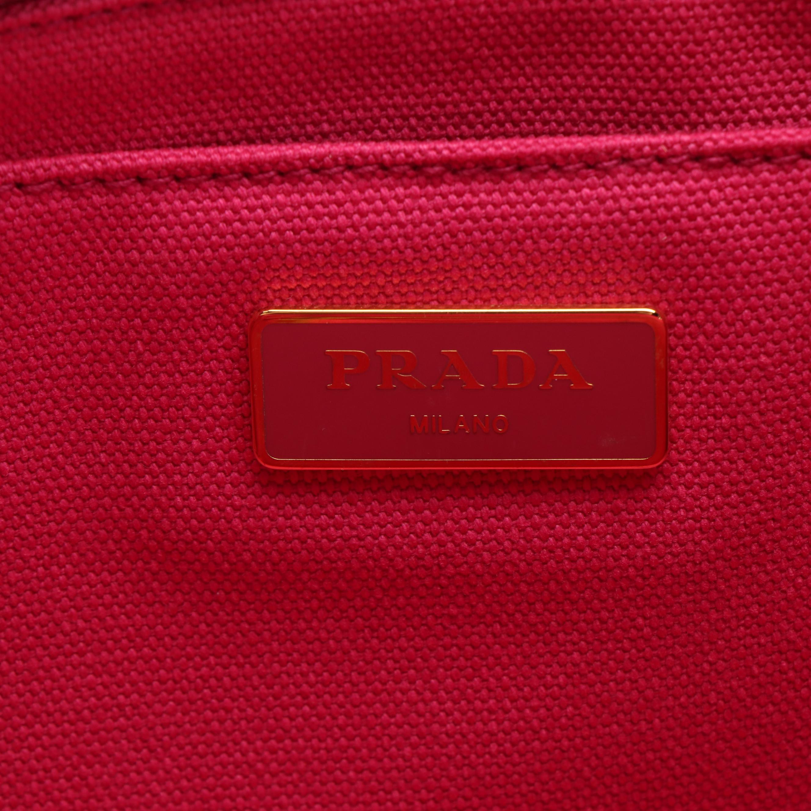 Prada Canapa Logo Tote Bag in Pink Canvas
