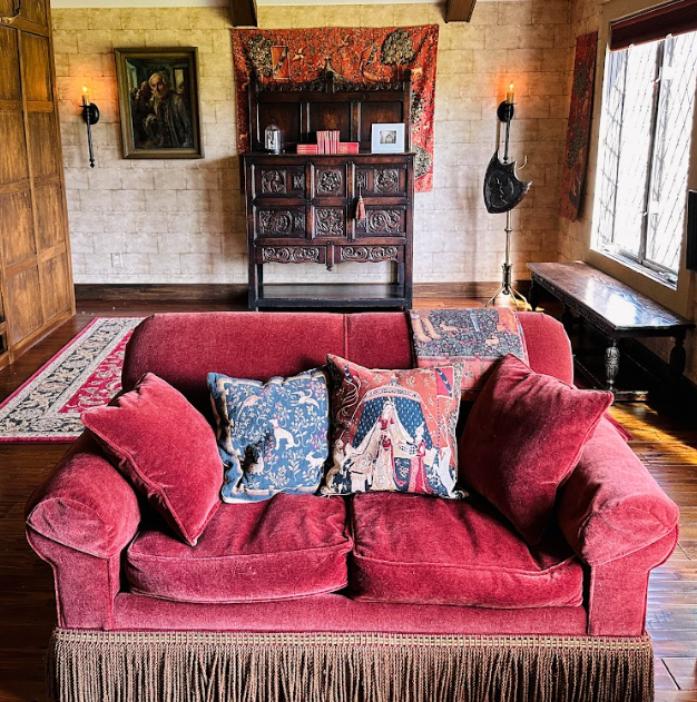 Oil Painting of an Interior Scene with Two Men