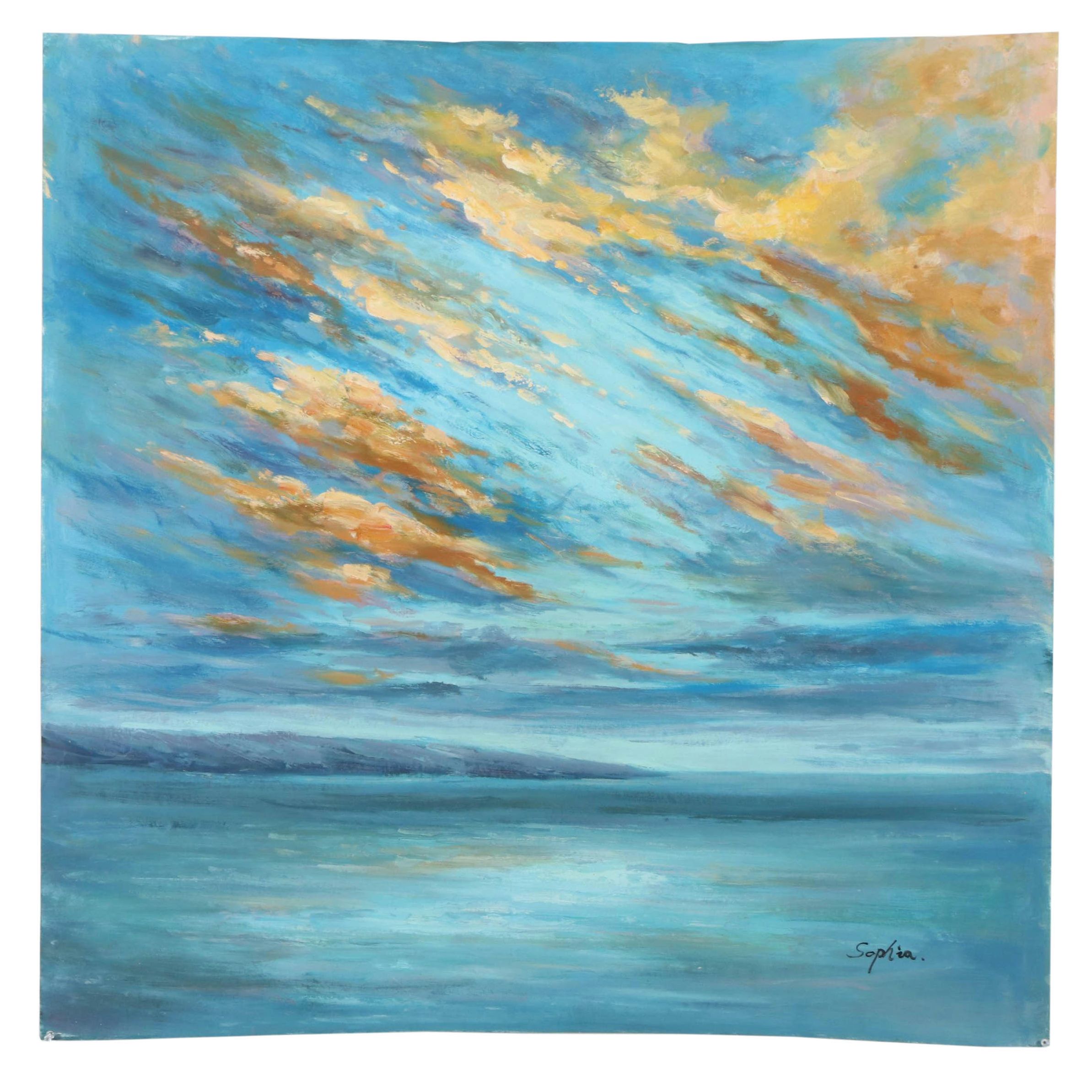 Sophia Impressionist Style Seascape Oil Painting, 21st Century