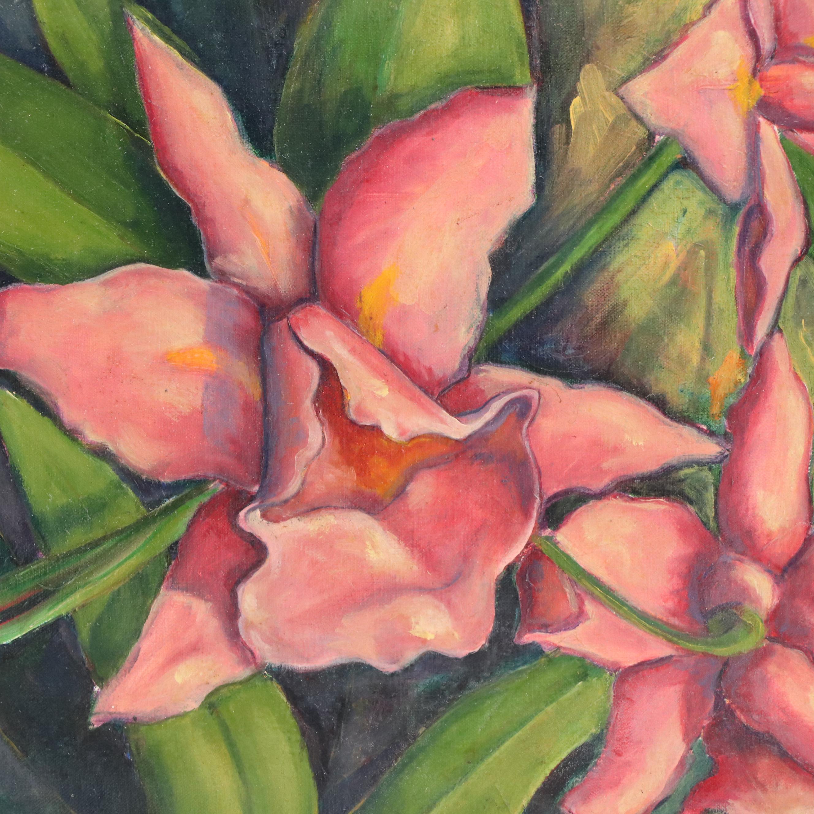Robert Eskridge Oil Painting of Tropical Flowers