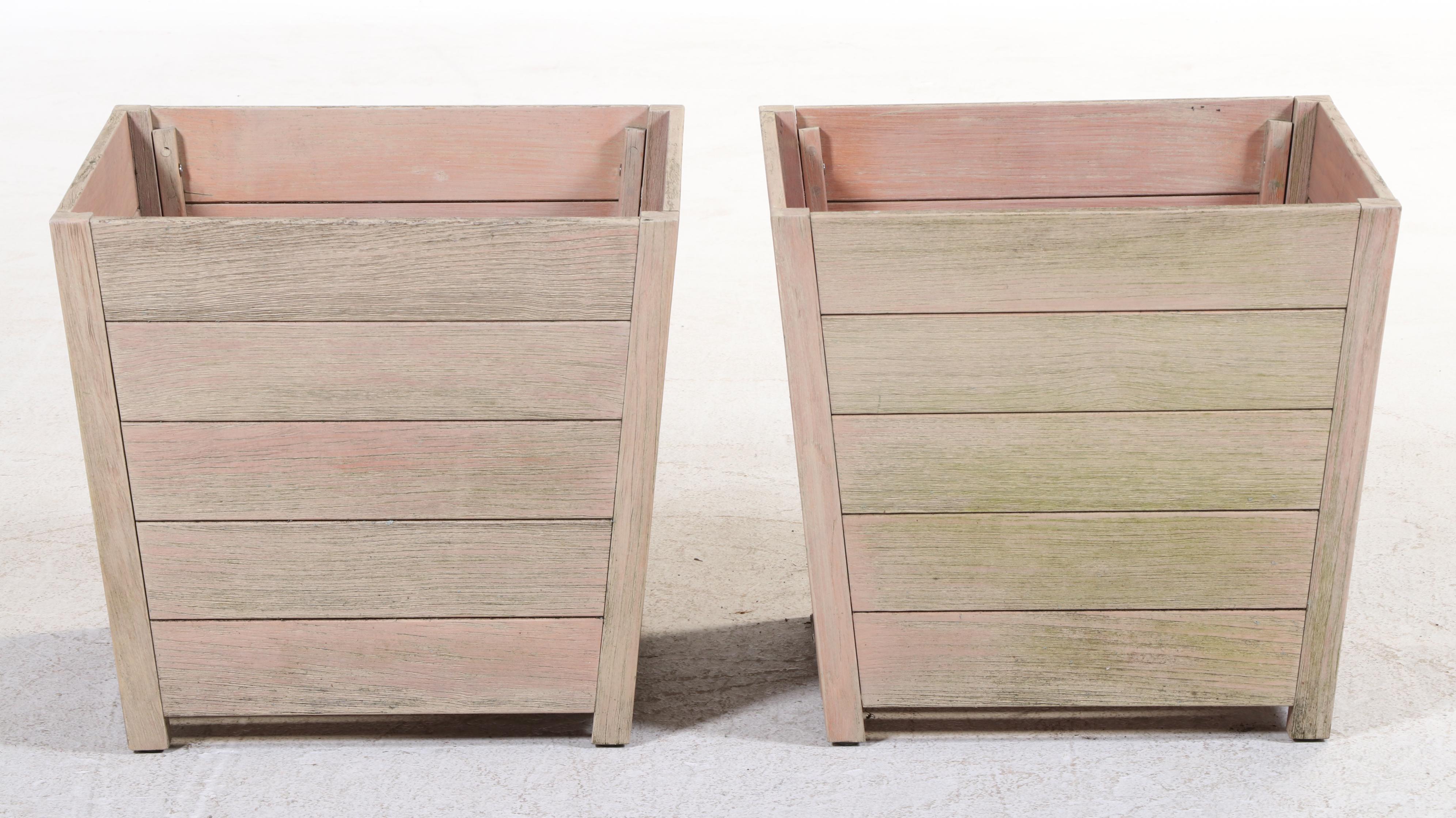 Pair of Frontgate Teak Planters