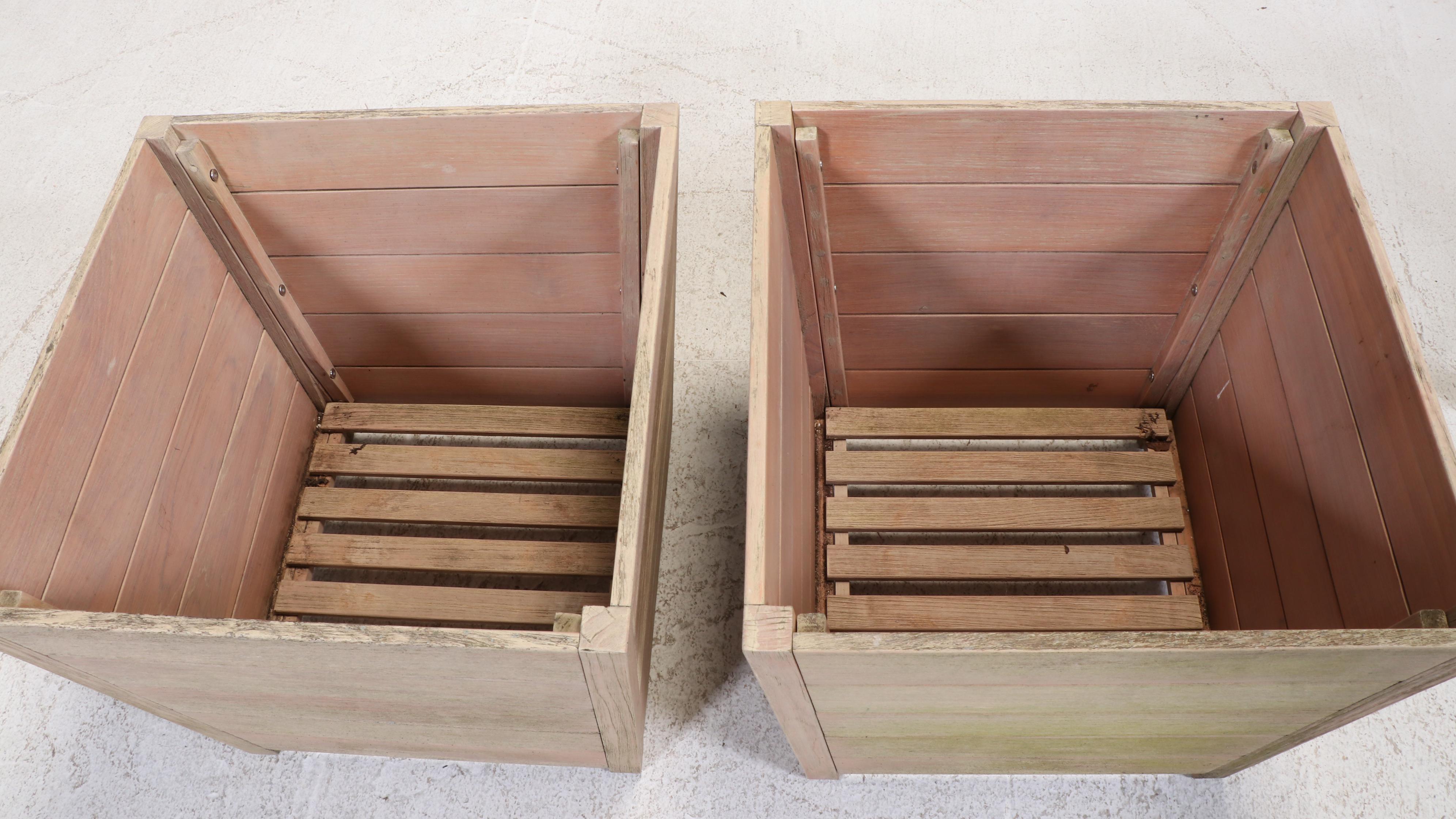 Pair of Frontgate Teak Planters