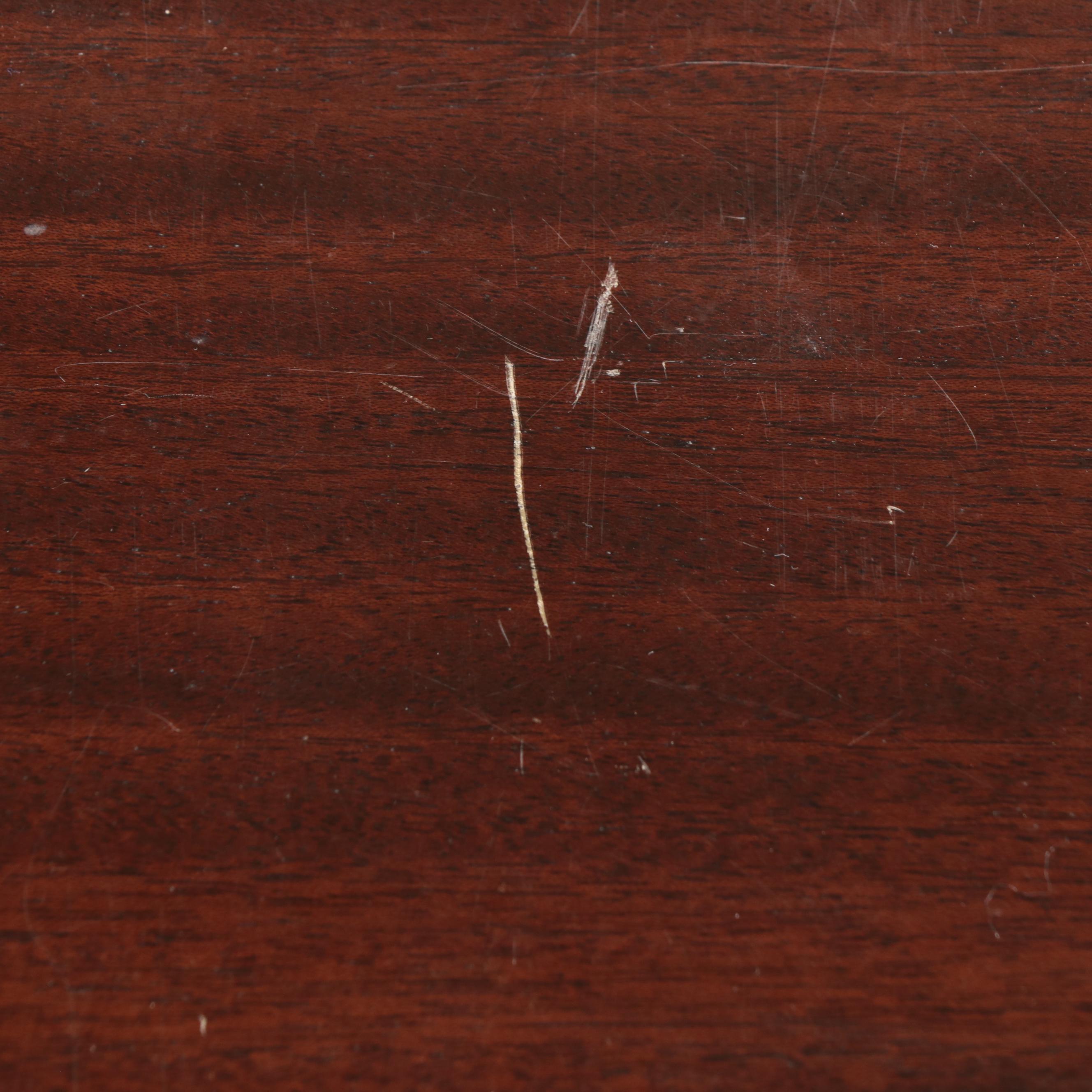 Queen Anne Style Two-Drawer Desk with Needlepoint Upholstered Chair, 20th C.