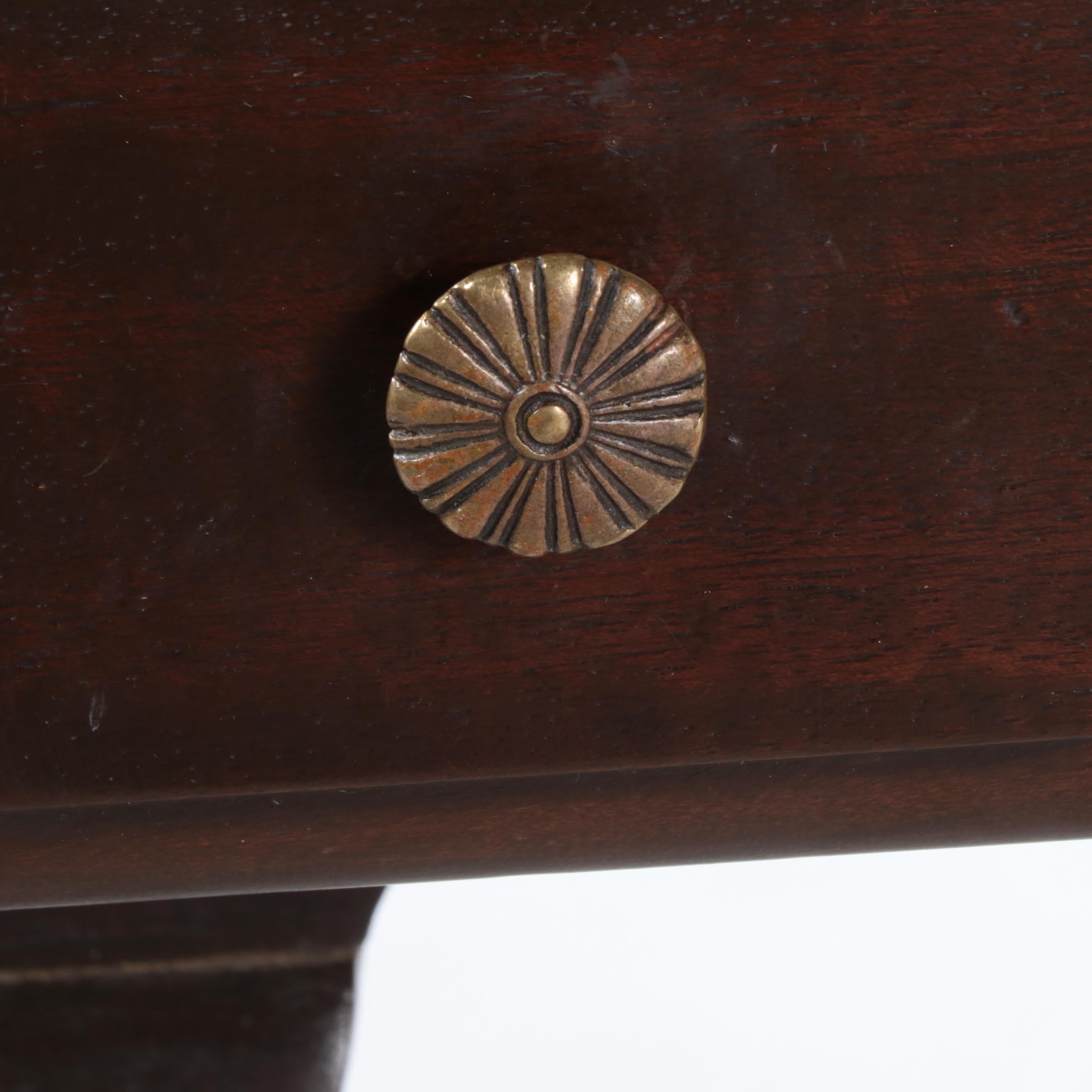 Queen Anne Style Two-Drawer Desk with Needlepoint Upholstered Chair, 20th C.