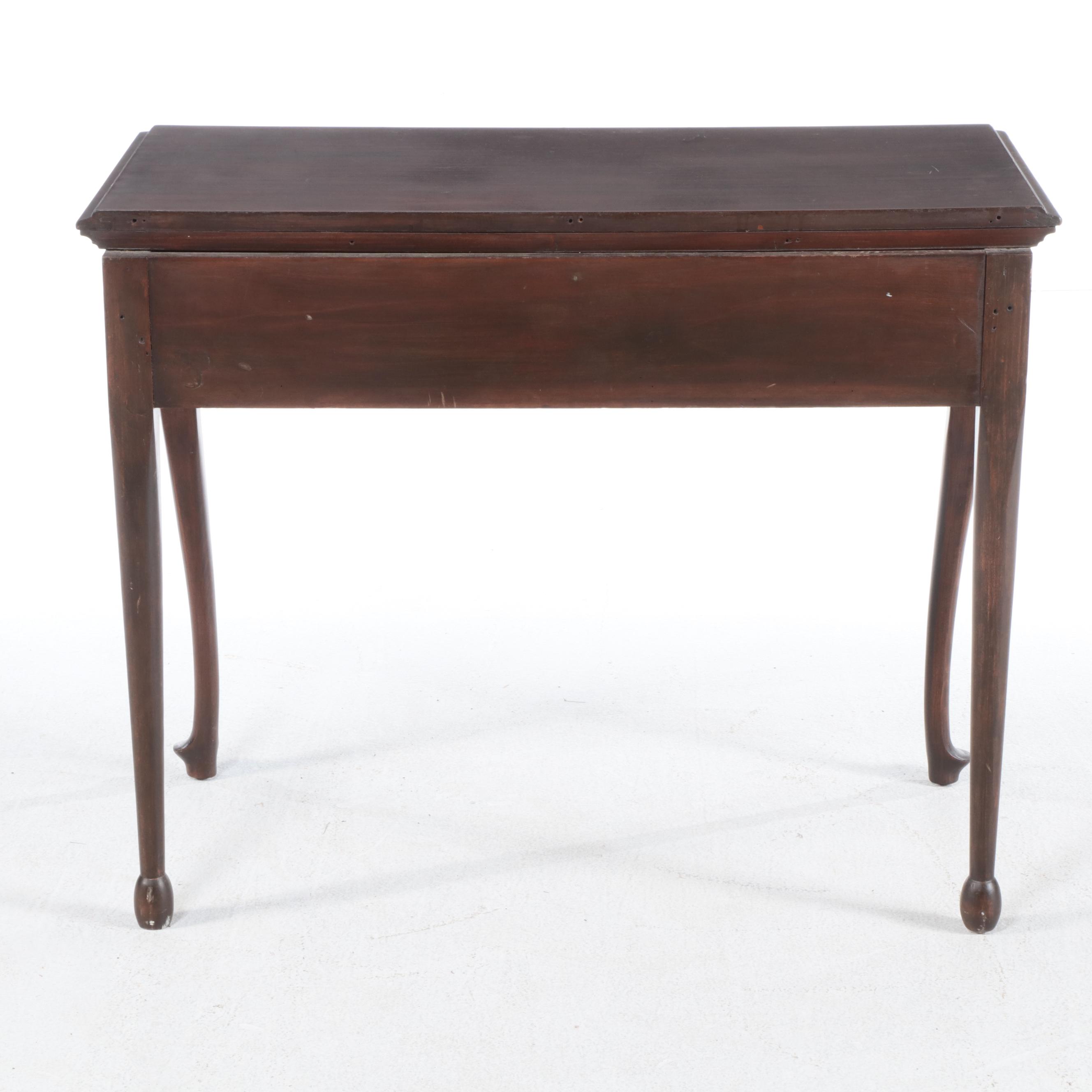 Queen Anne Style Two-Drawer Desk with Needlepoint Upholstered Chair, 20th C.