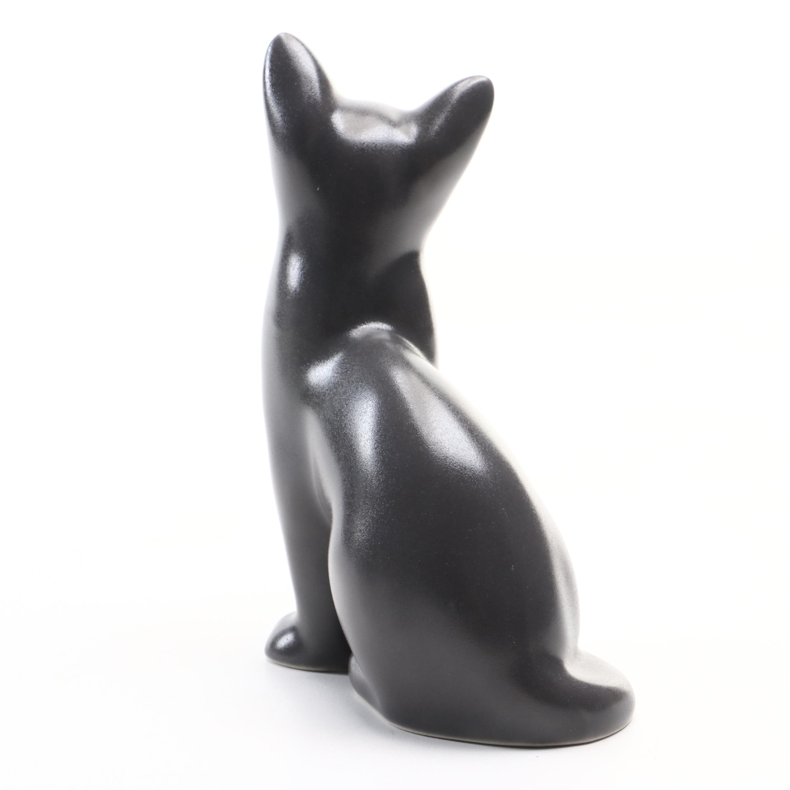 Rookwood Pottery "Cat" Glazed Ceramic Paperweight After Louise Abel, 2013