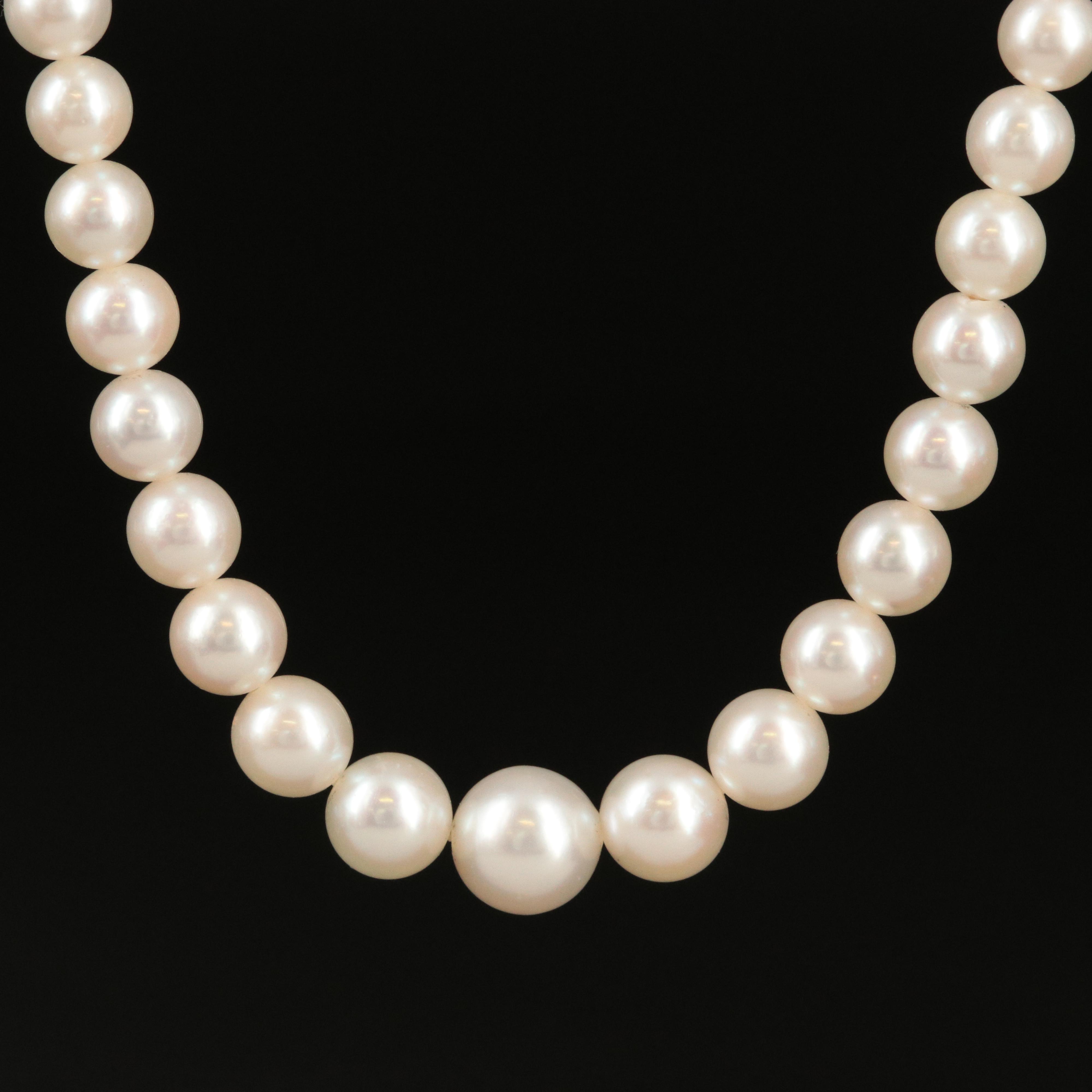 Mikimoto Graduated Pearl Necklace with Sterling Clasp
