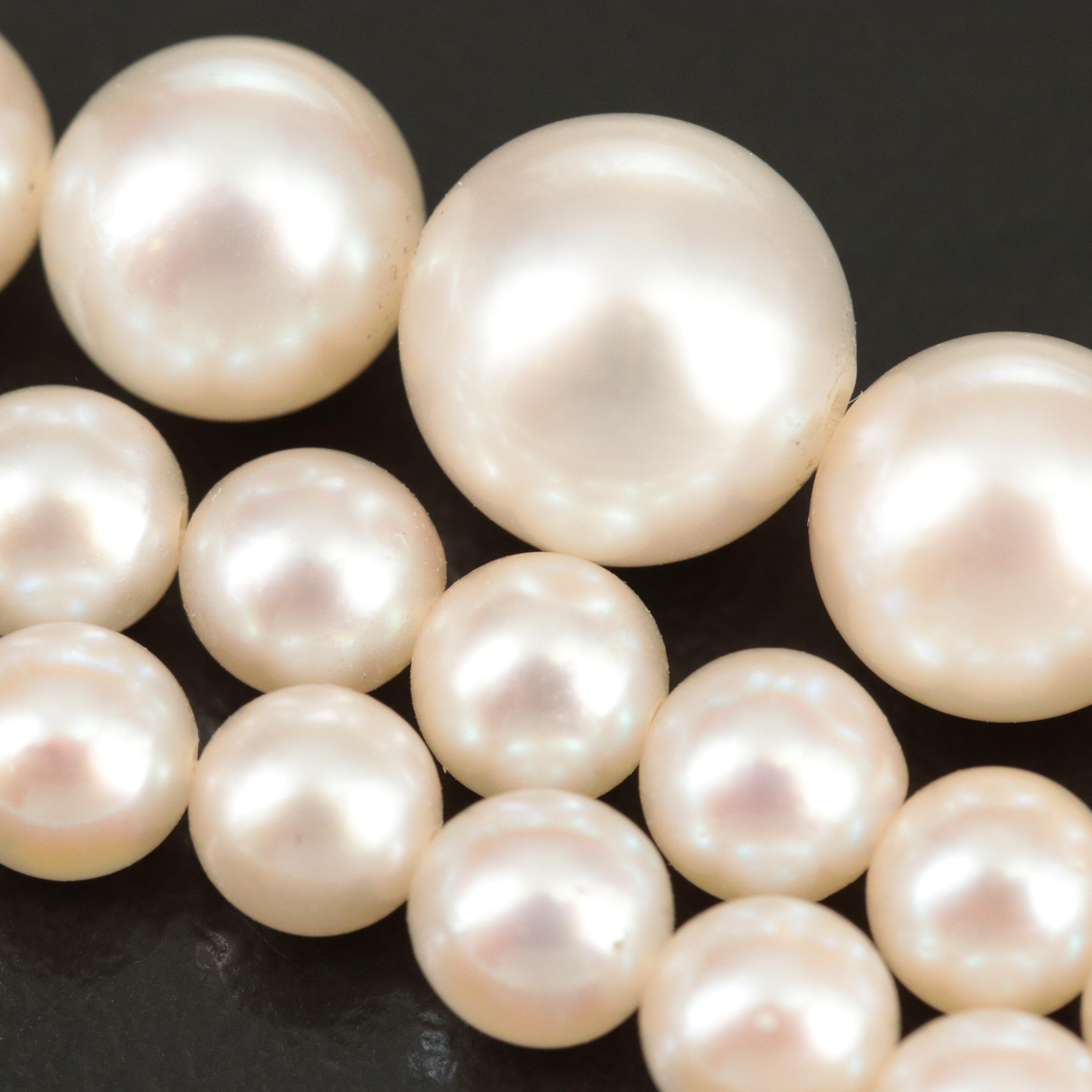 Mikimoto Graduated Pearl Necklace with Sterling Clasp