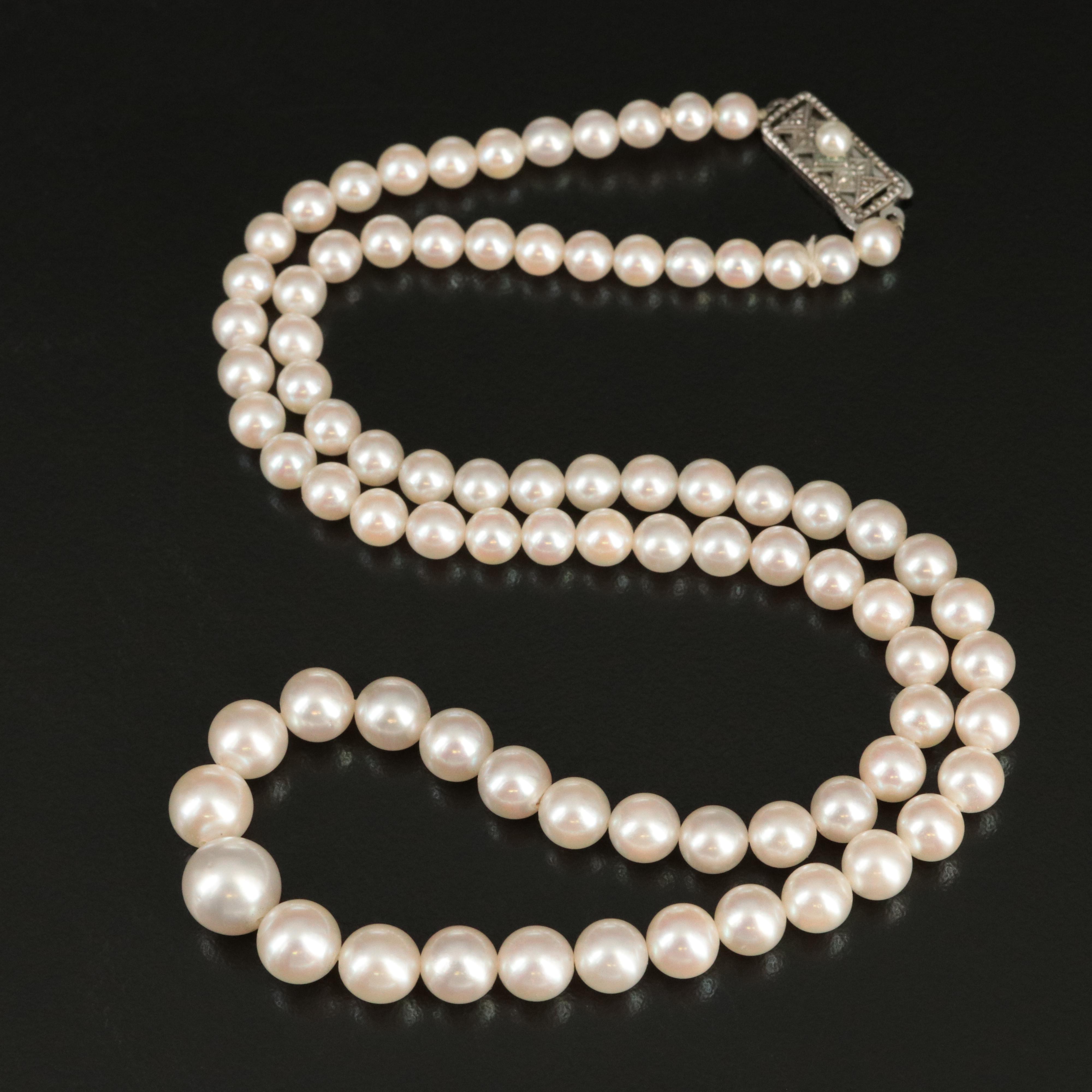 Mikimoto Graduated Pearl Necklace with Sterling Clasp