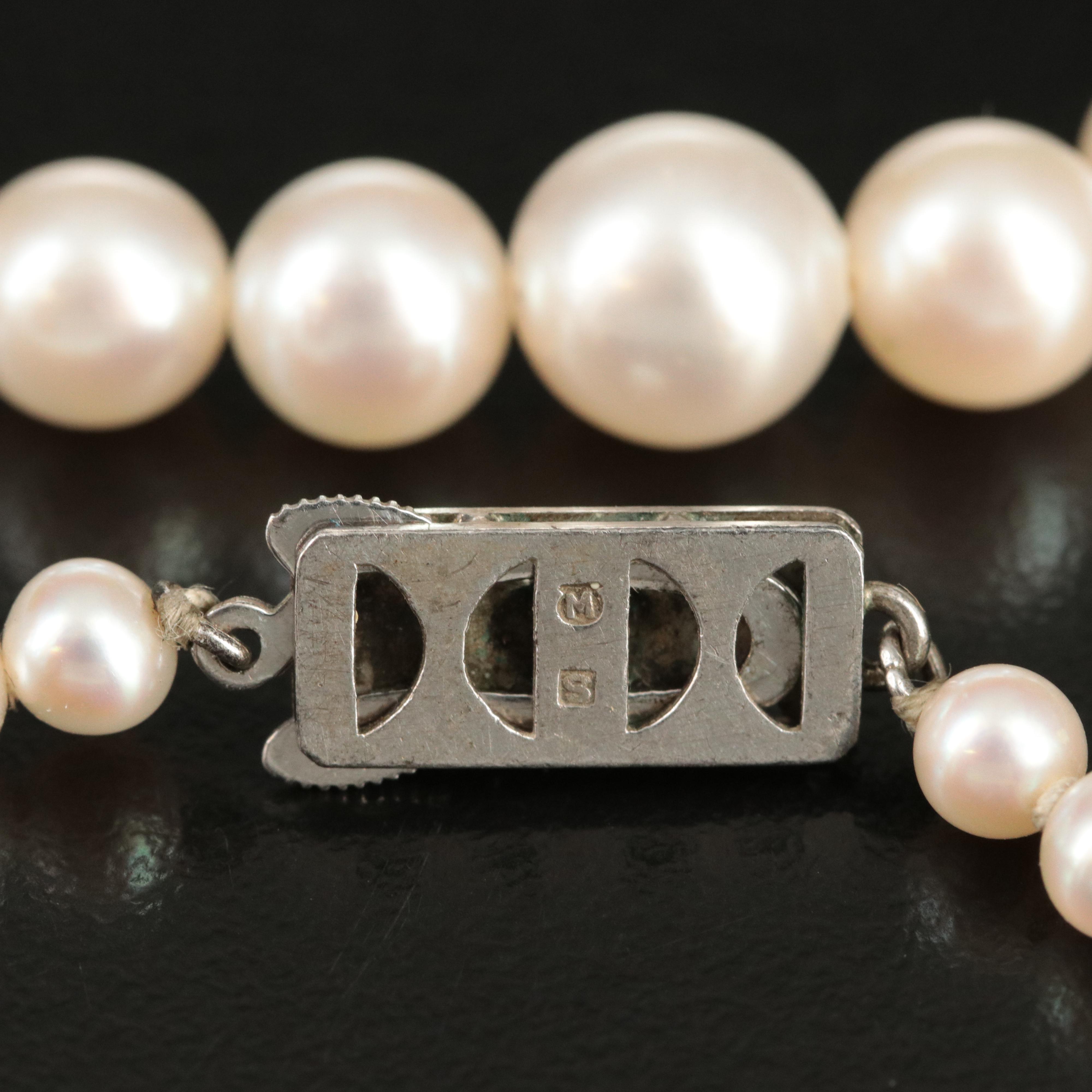 Mikimoto Graduated Pearl Necklace with Sterling Clasp