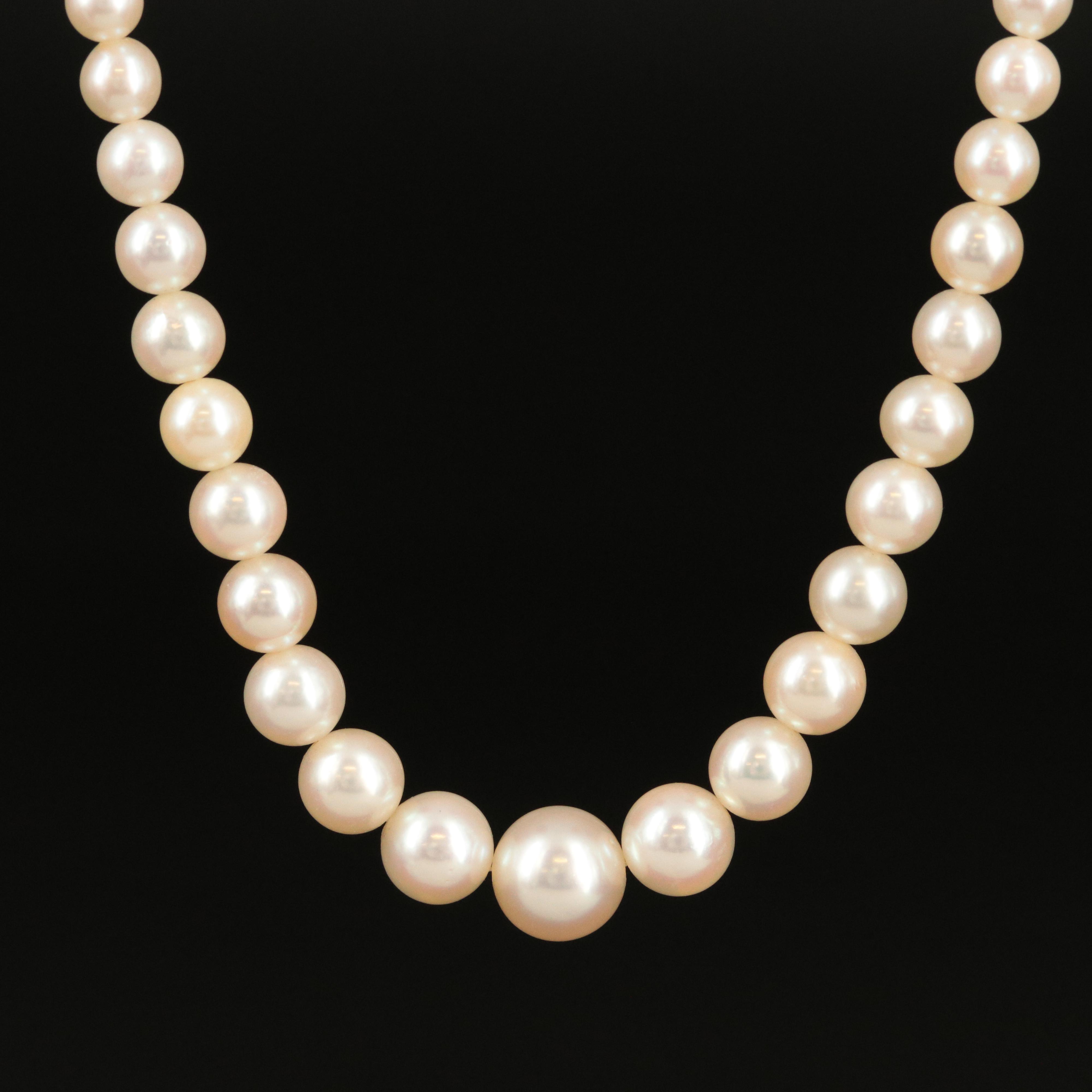 Mikimoto Graduated Pearl Necklace with Sterling Clasp