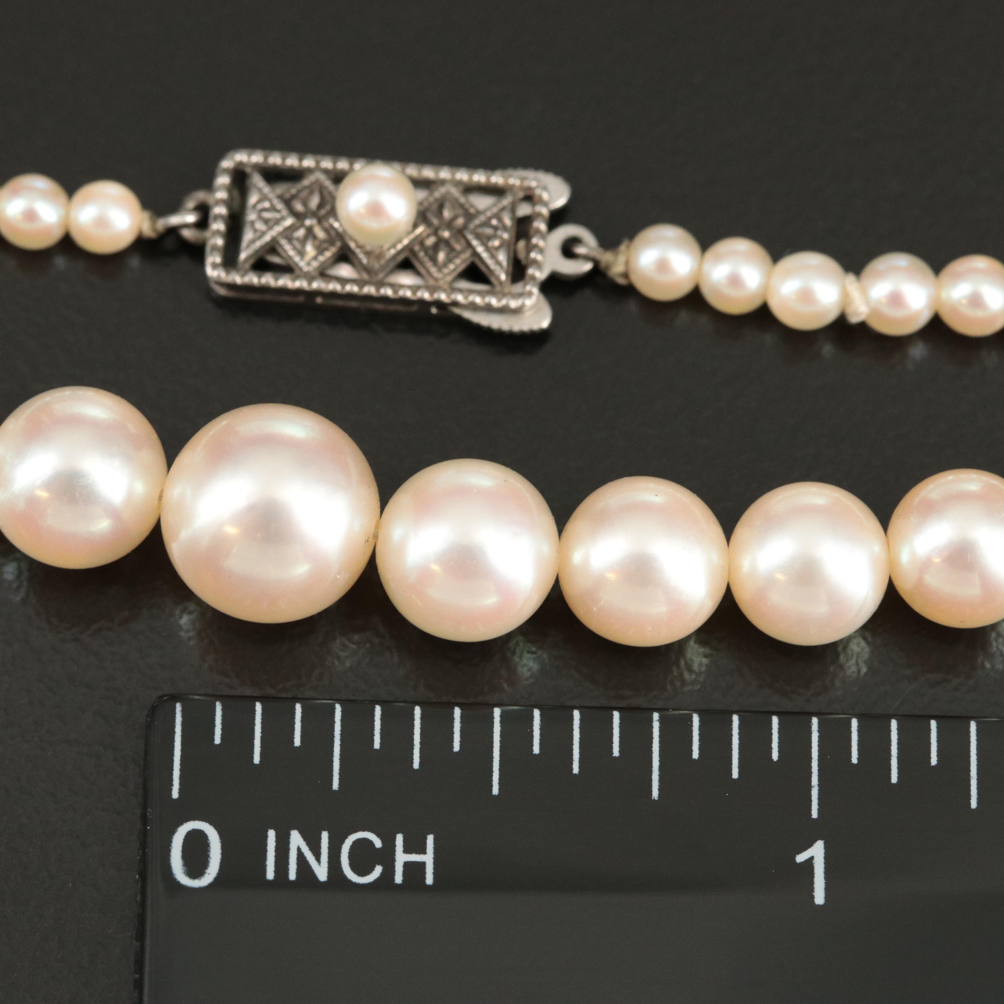 Mikimoto Graduated Pearl Necklace with Sterling Clasp