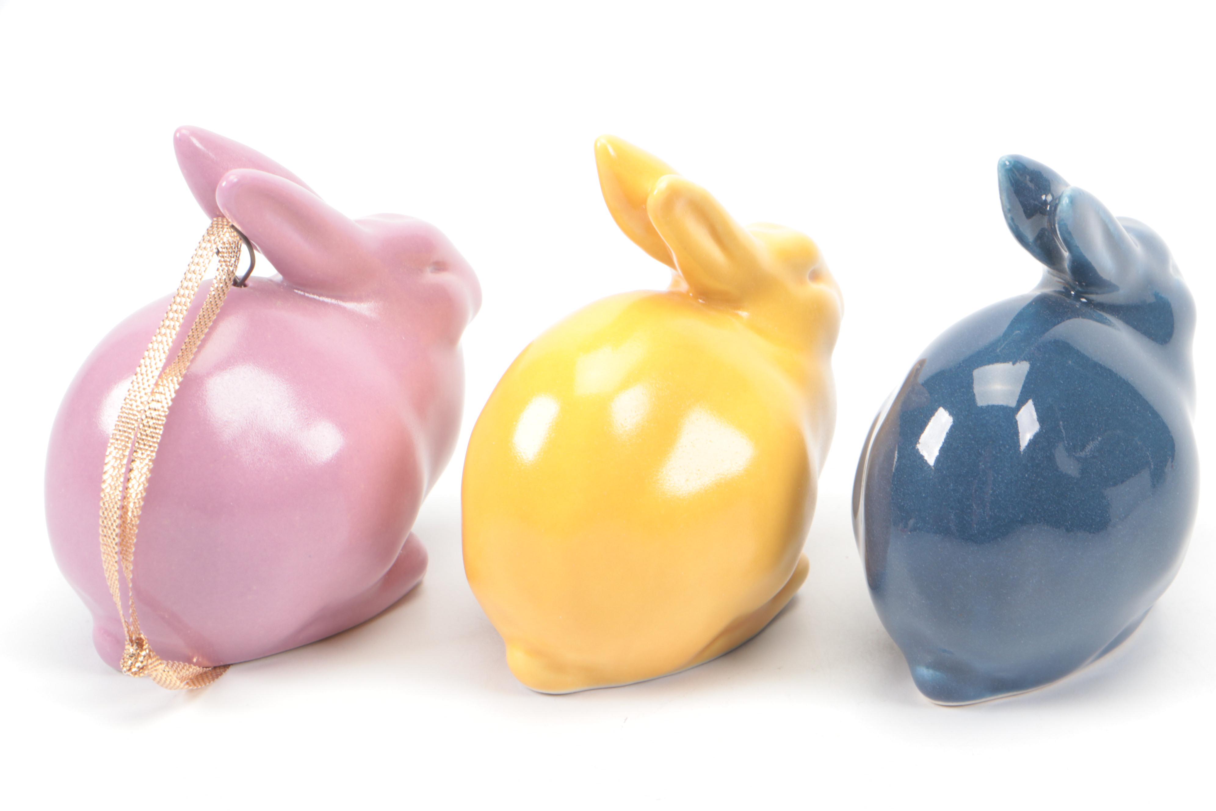 Rookwood Pottery "Grove Bunny" Glazed Ceramic Figurines