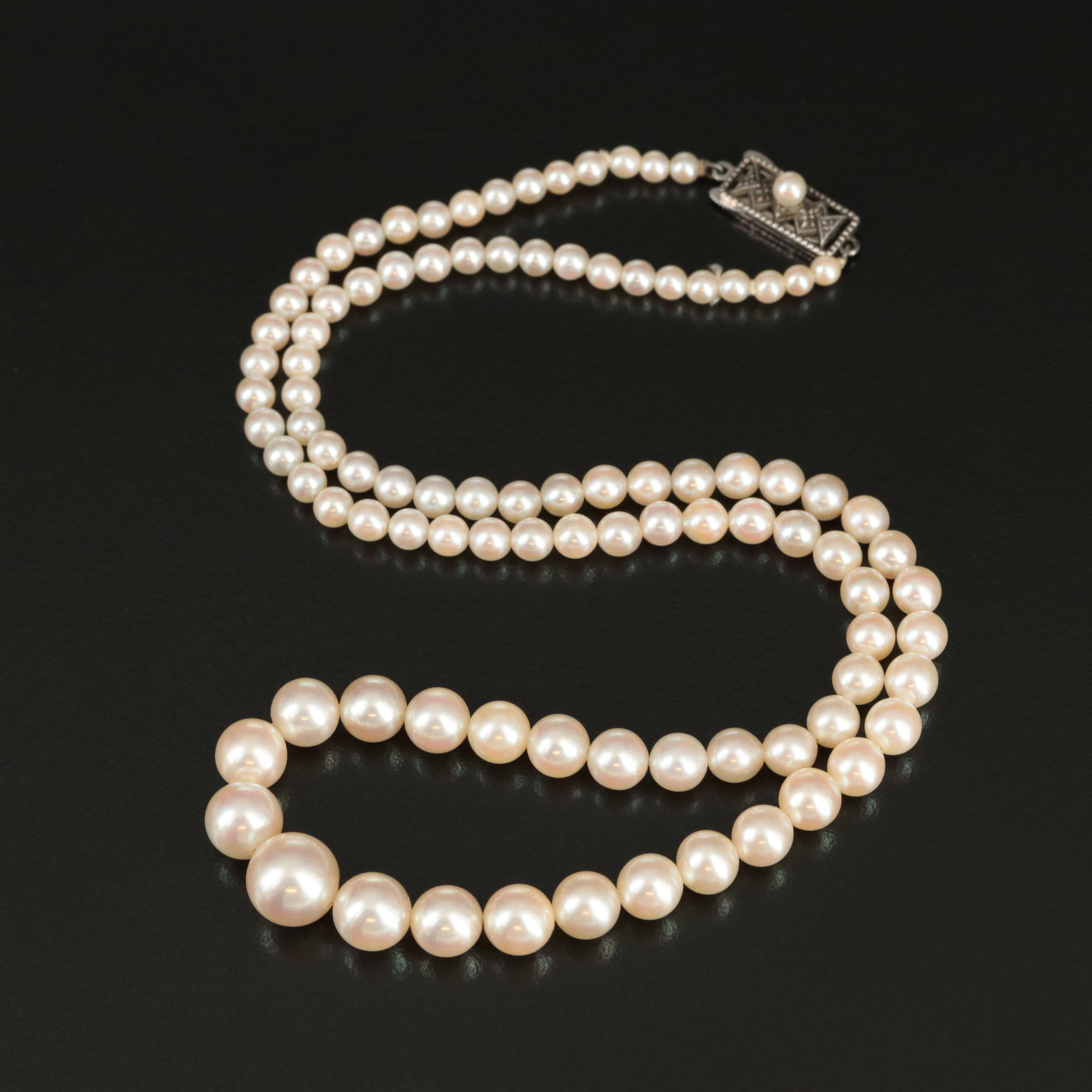 Mikimoto Graduated Pearl Necklace with Sterling Clasp