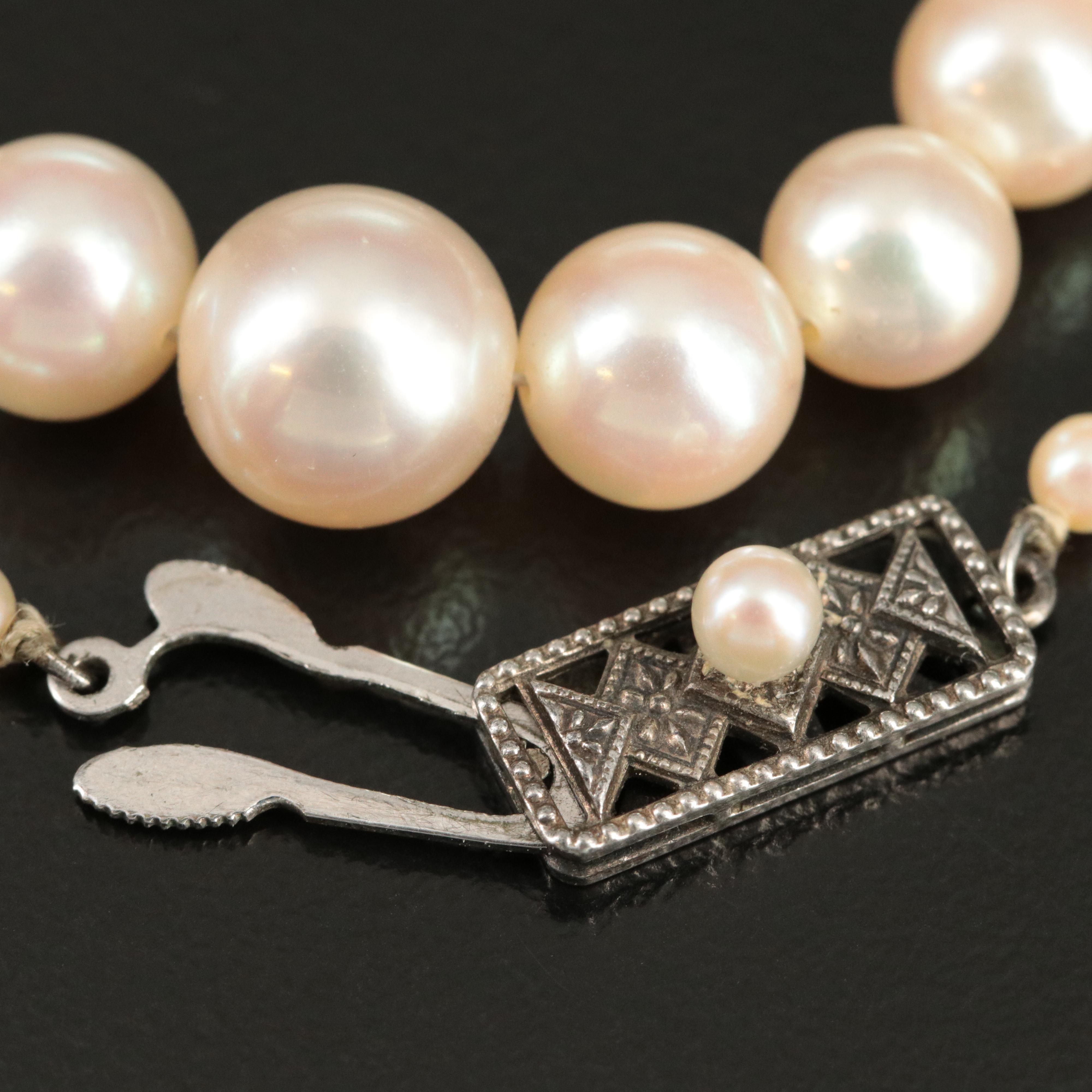 Mikimoto Graduated Pearl Necklace with Sterling Clasp