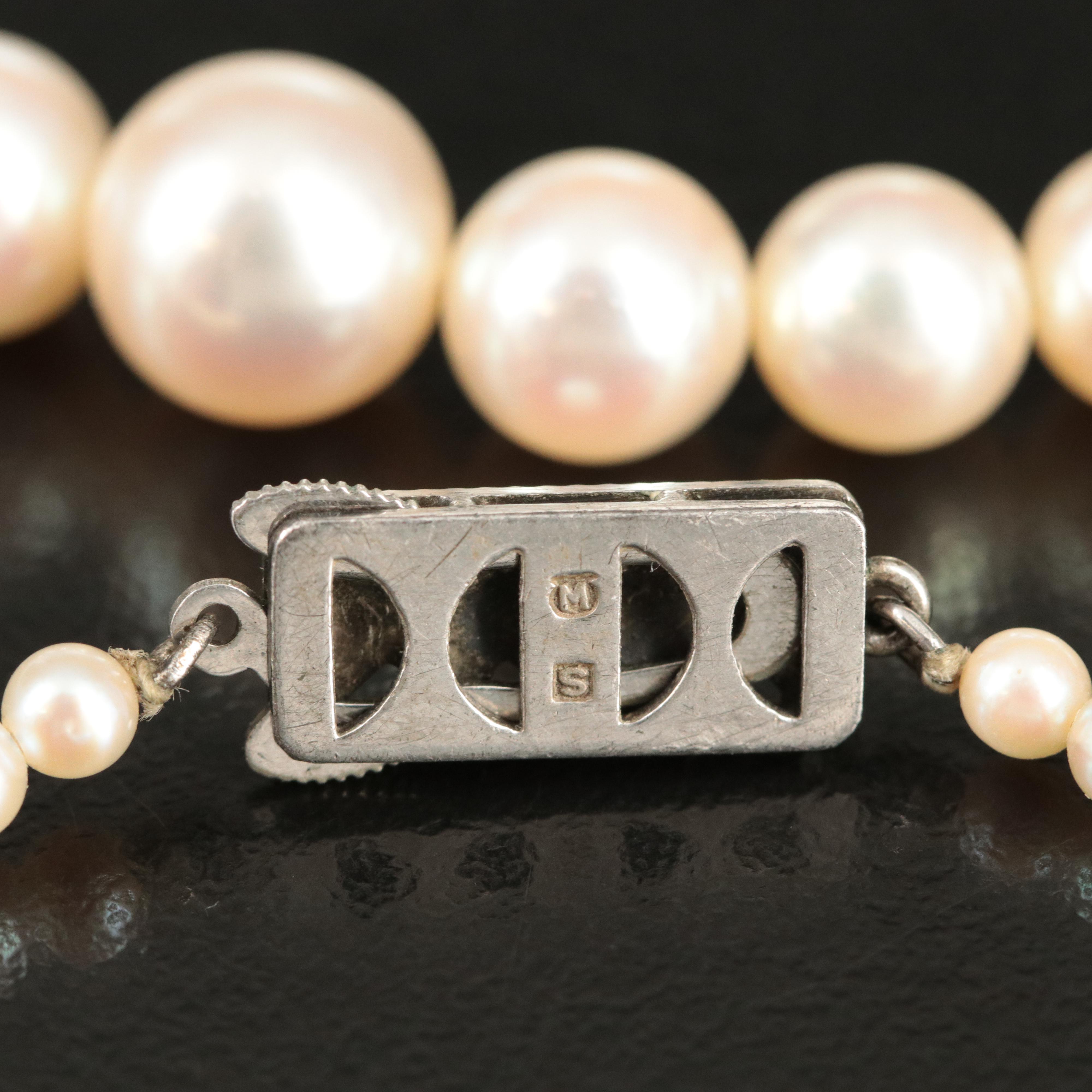 Mikimoto Graduated Pearl Necklace with Sterling Clasp