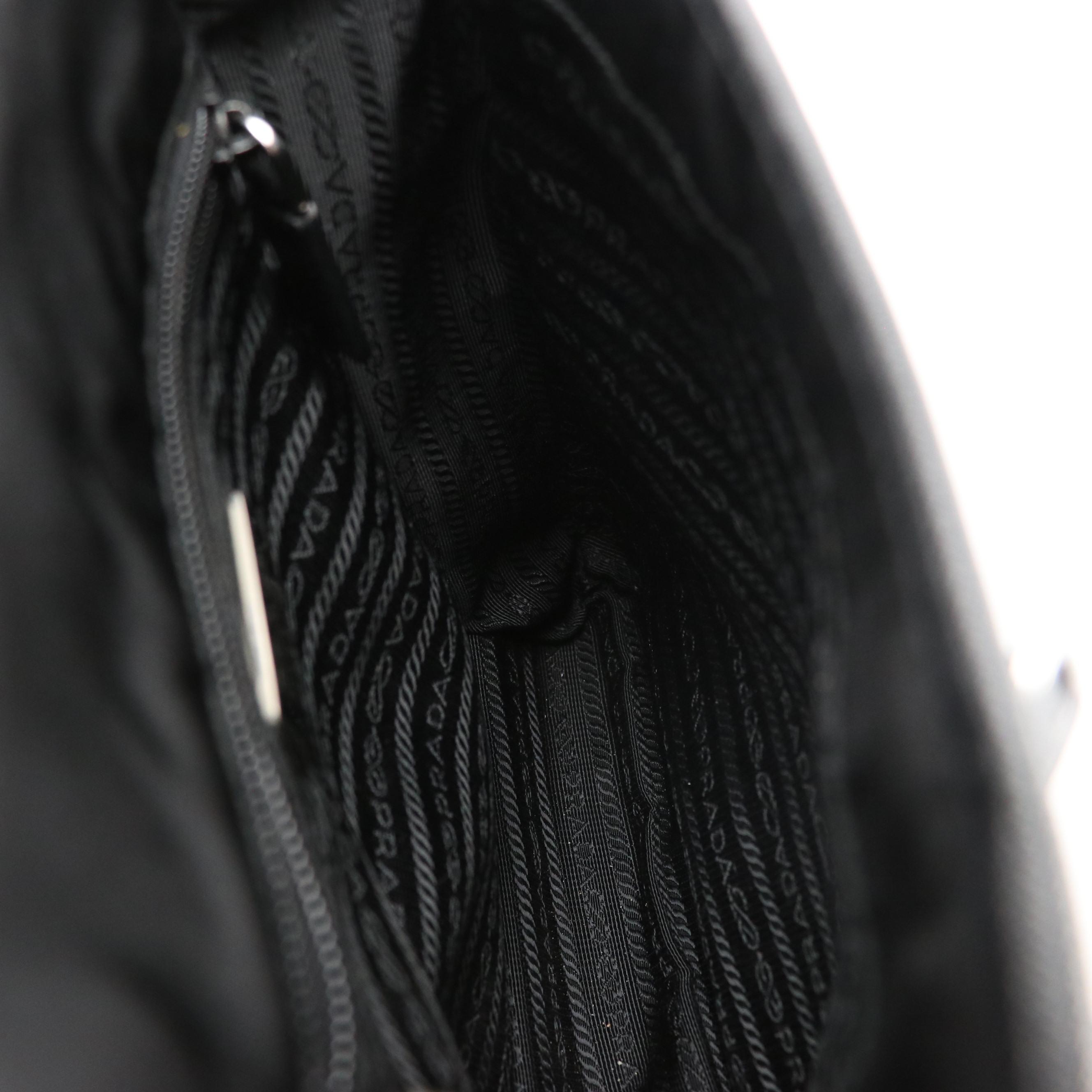 Prada Black Tessuto Nylon and Saffiano Leather Messenger Bag