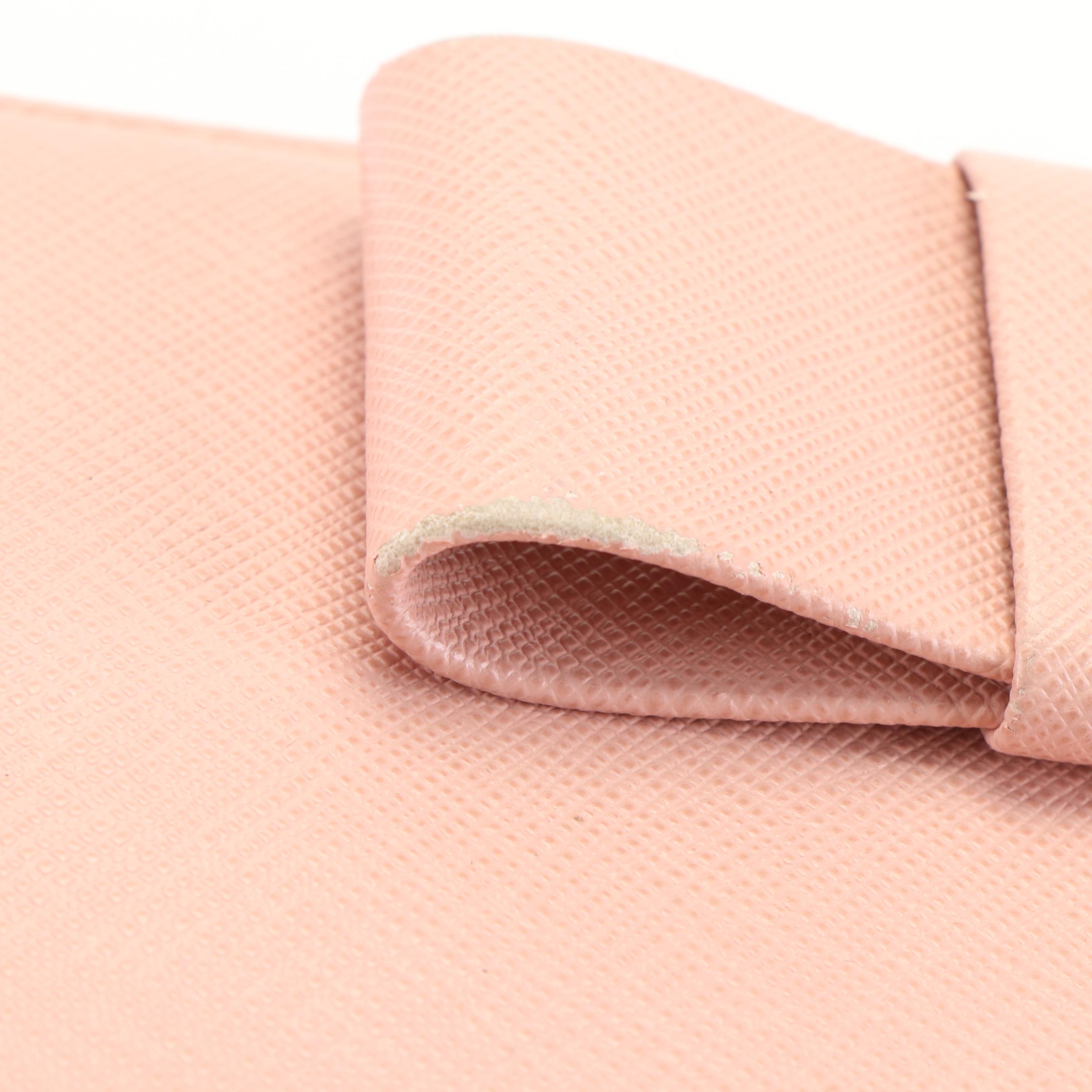 Prada Orchid Saffiano Leather Bow Zip Around Wallet