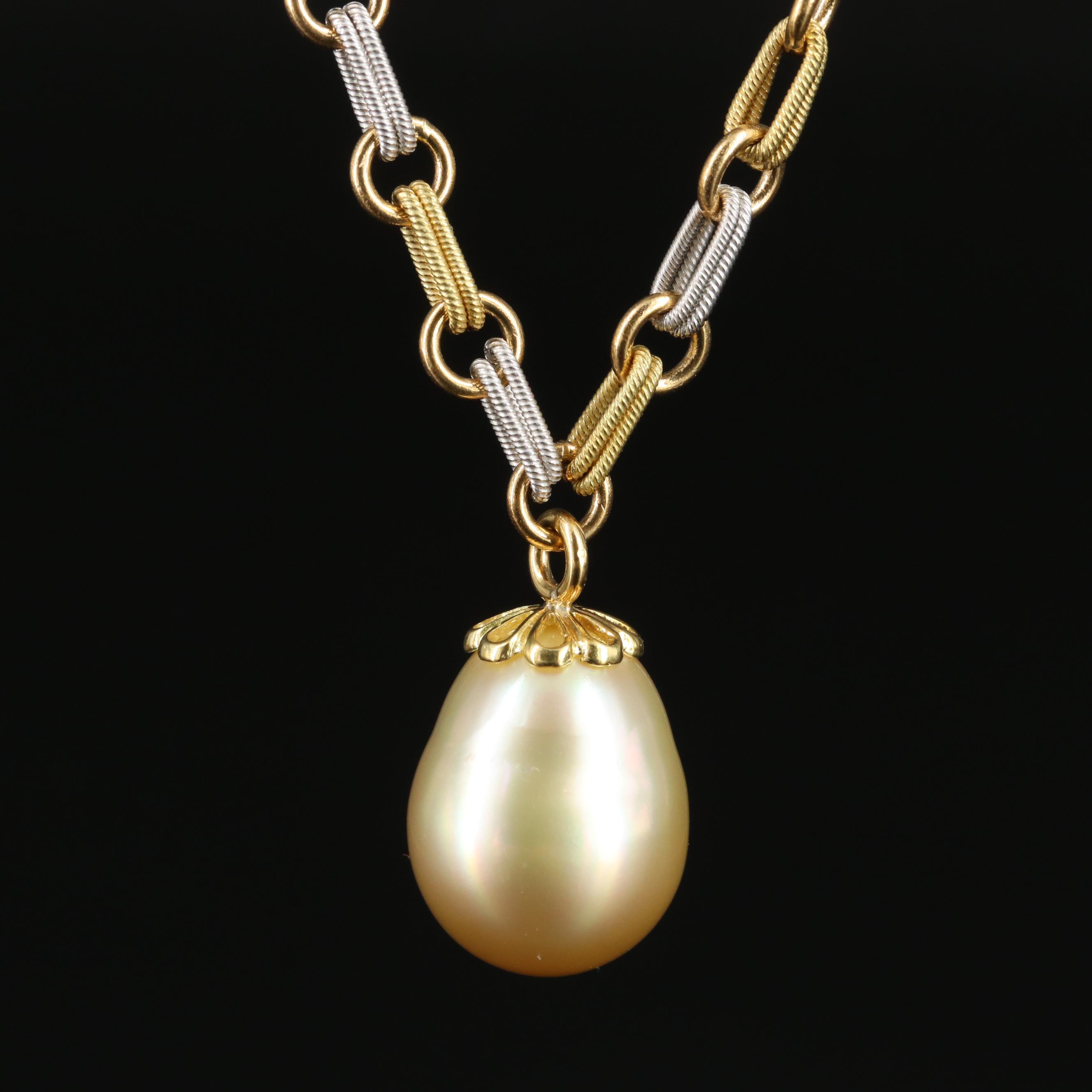 18K Two-Tone Pearl Necklace