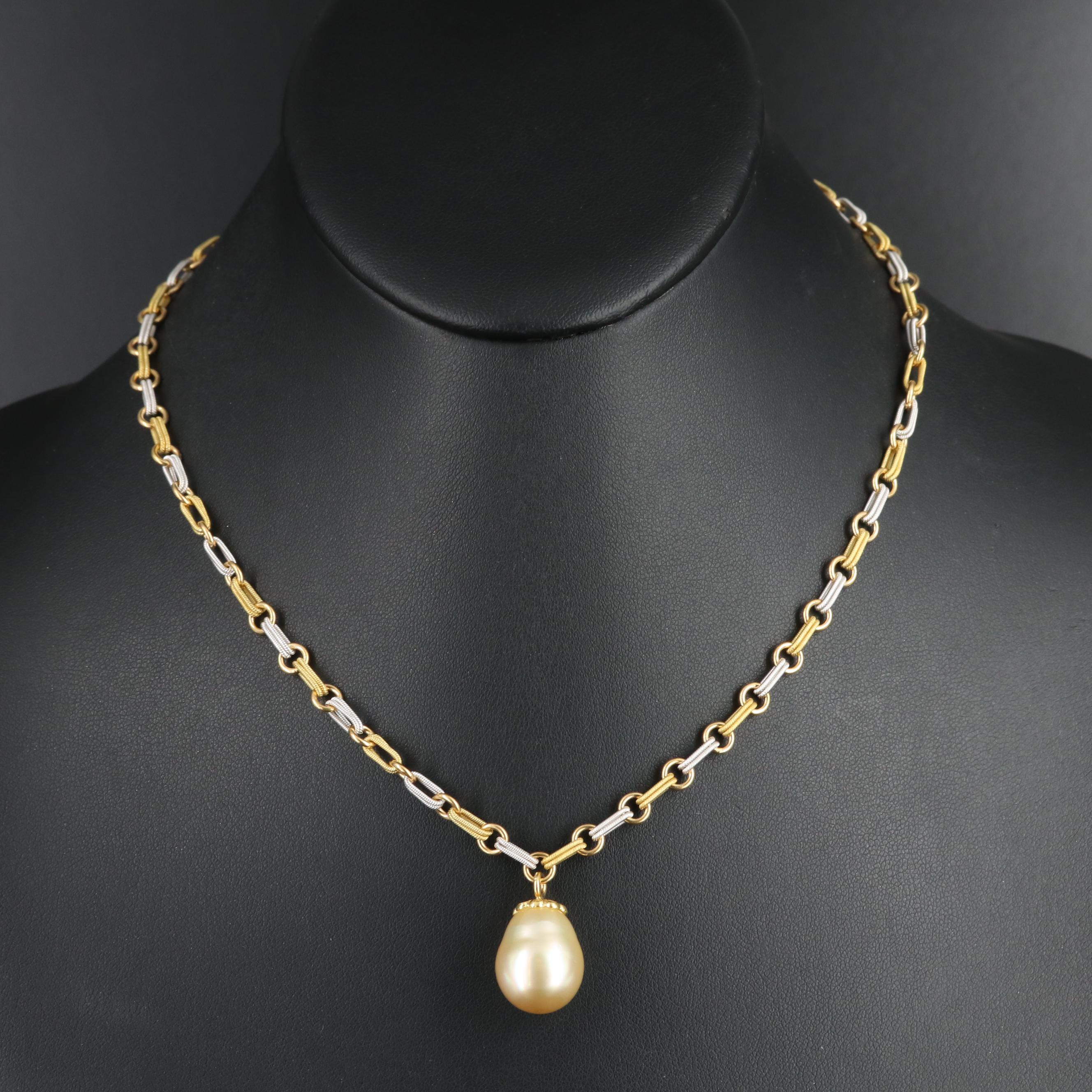 18K Two-Tone Pearl Necklace