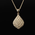 14K Diamond Cut Pendant Necklace