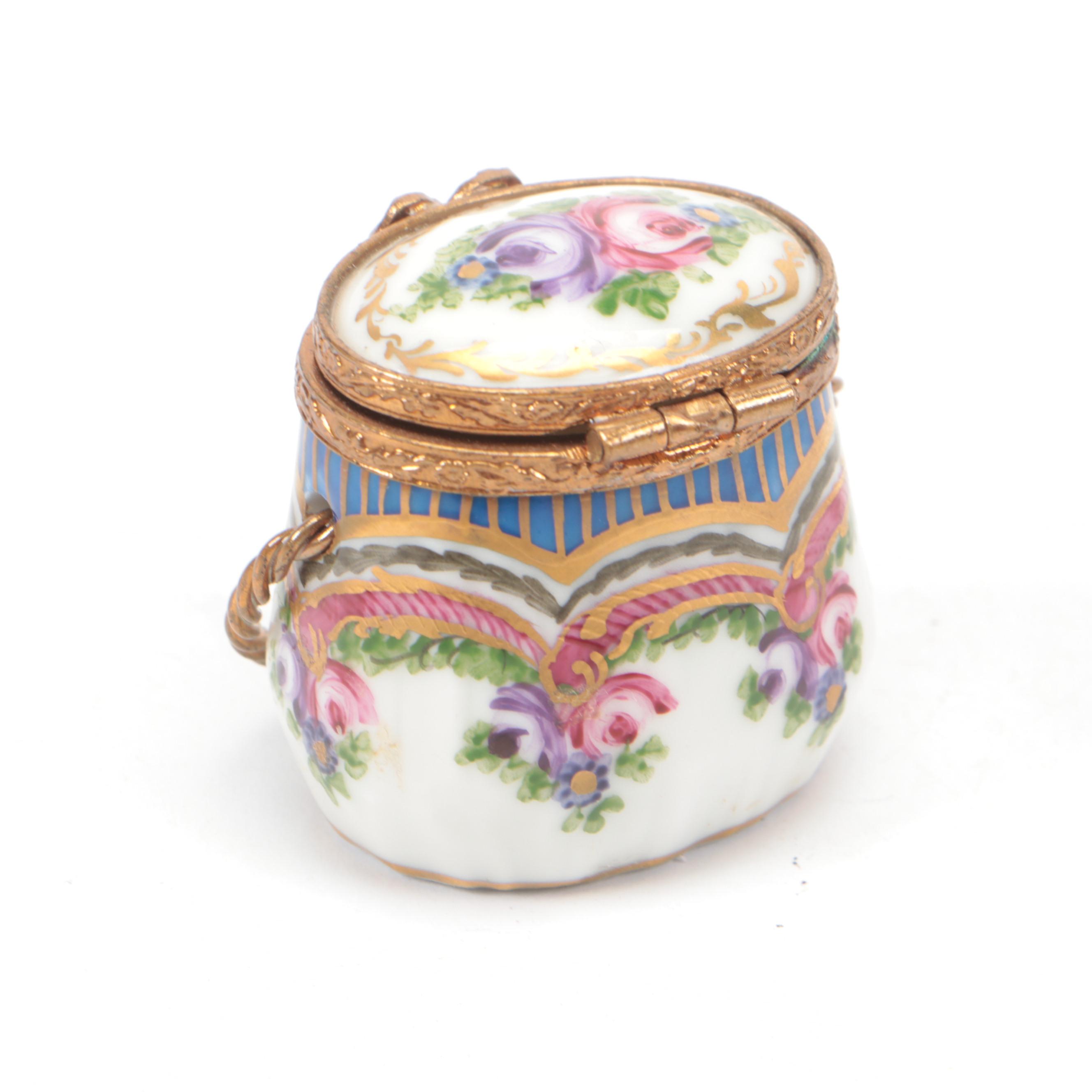 Limoges Hand-Painted Porcelain Boxes, Including Paris Cityscape Porcelain Puzzle