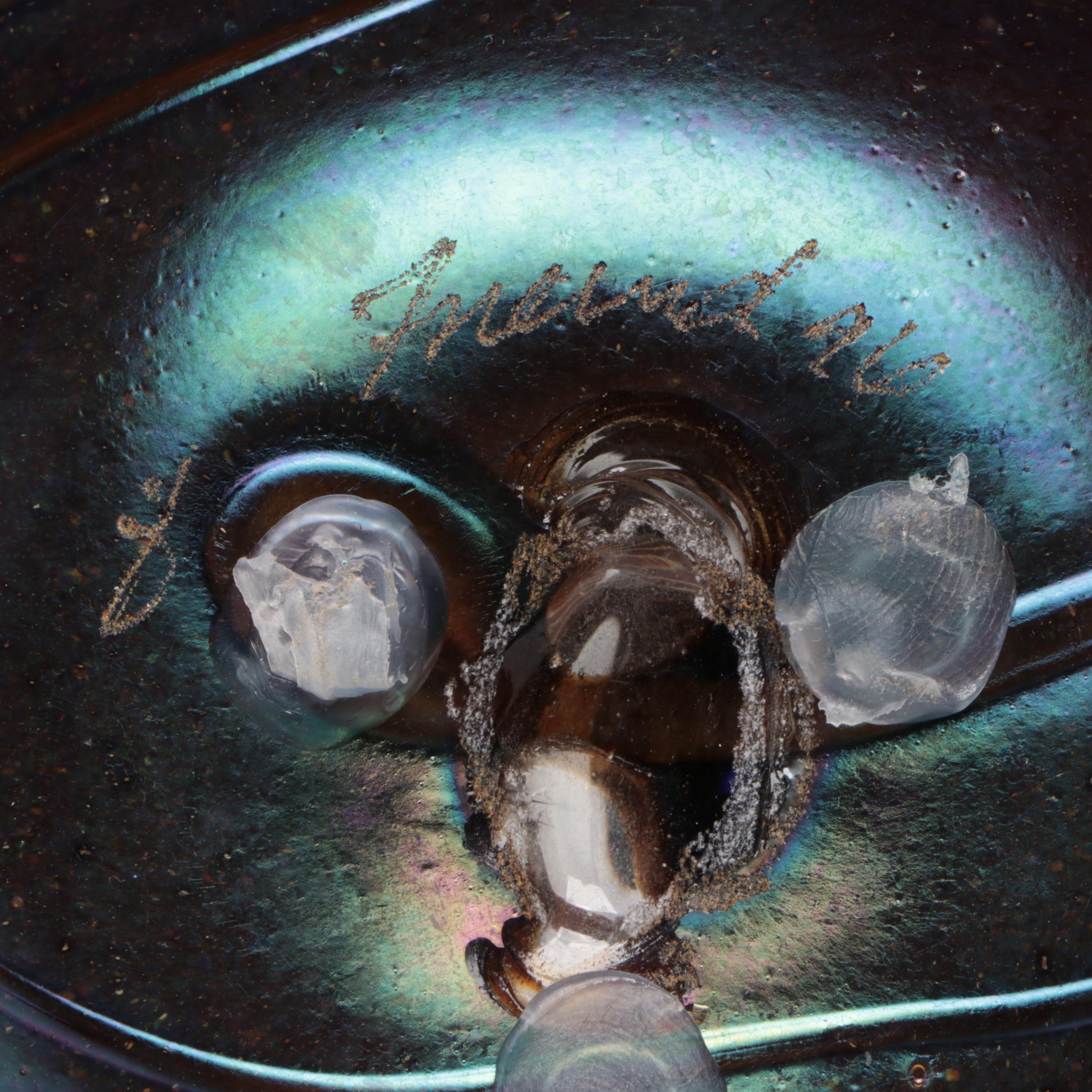 Bruce Freund Art Glass Iridescent Vase, Paperweight with Murrine Work, 1996