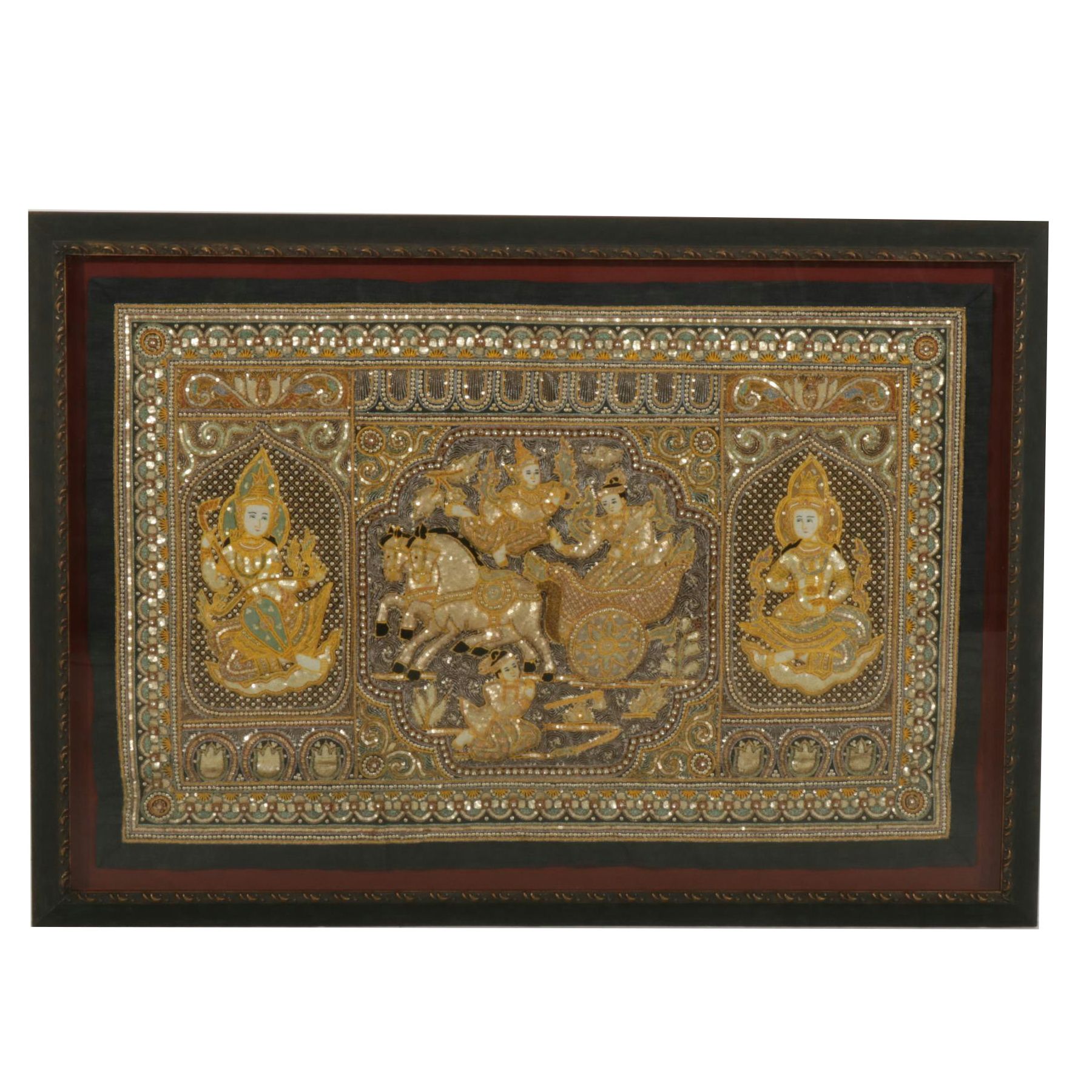 Burmese Hand-Embroidered Kalaga Textile Panel