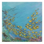 Undersea Oil Painting Of School Of Fish, Late 20th Century