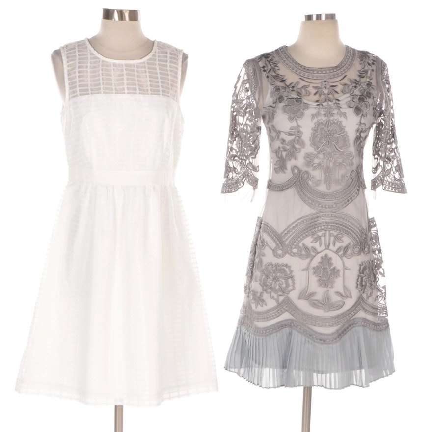 Calvin Klein and Nexiia Embroidered Sheer Overlay Dresses