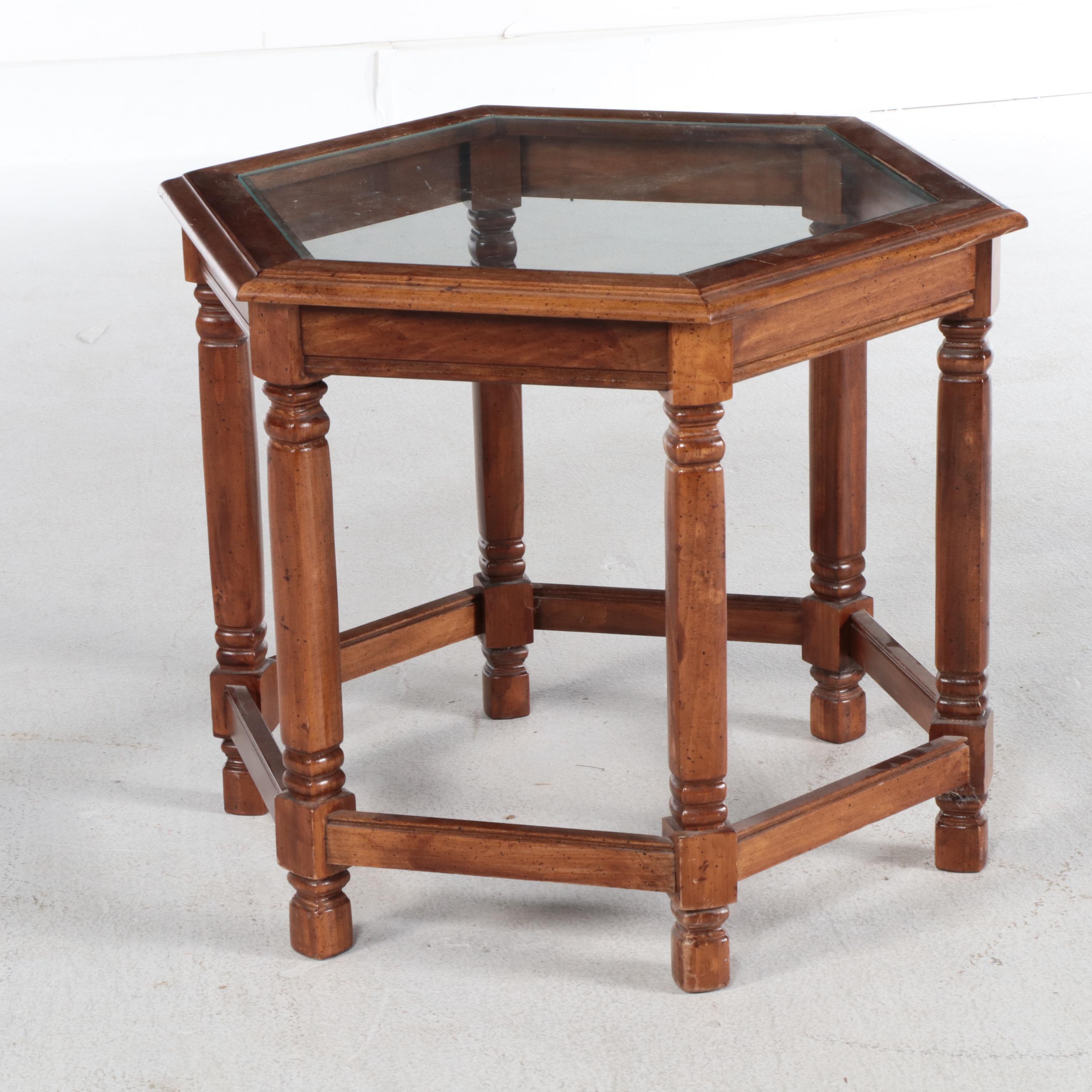 Mid Century Modern Style Wooden Glass Top Coffee and Side Tables