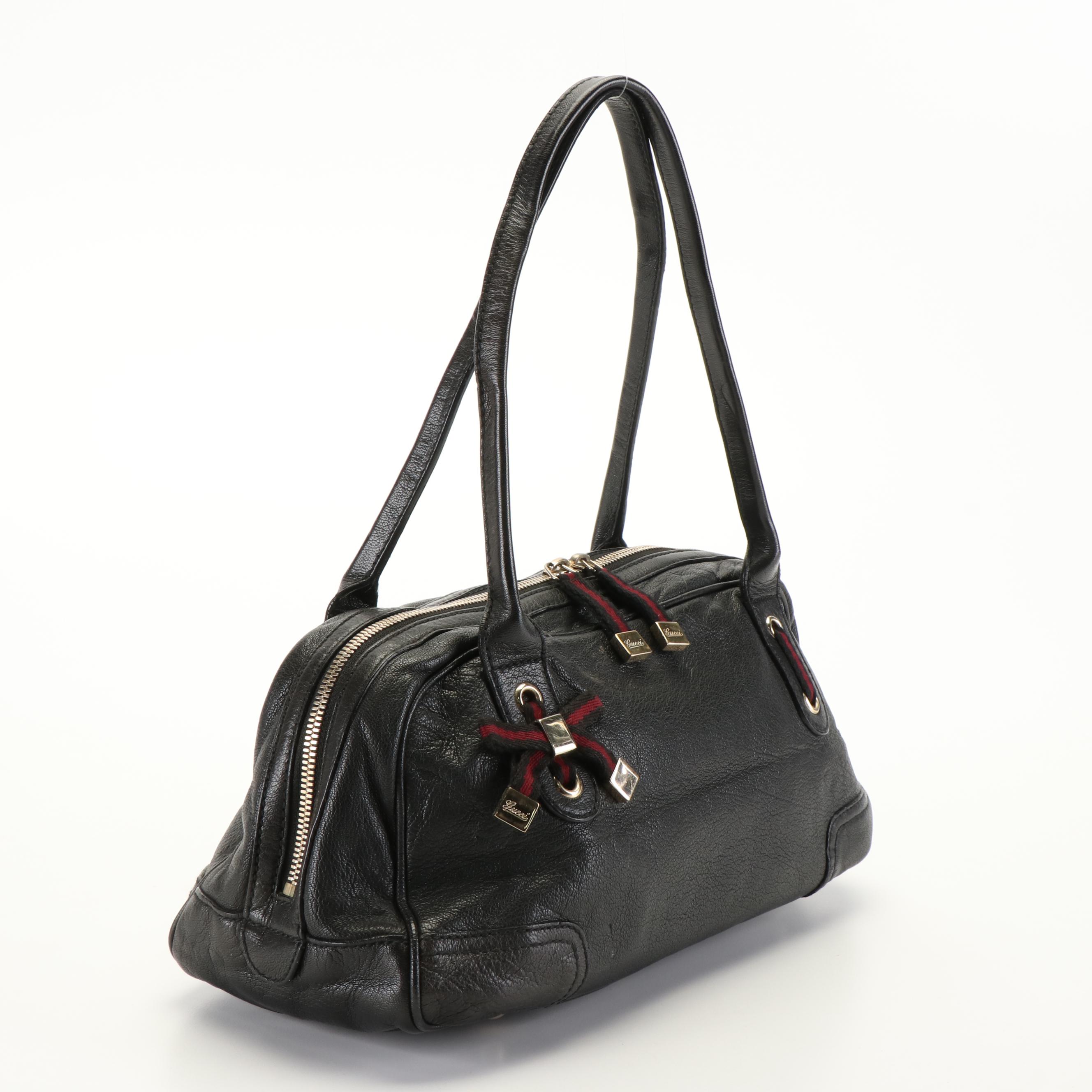 Gucci Princy Black Leather Boston Bag