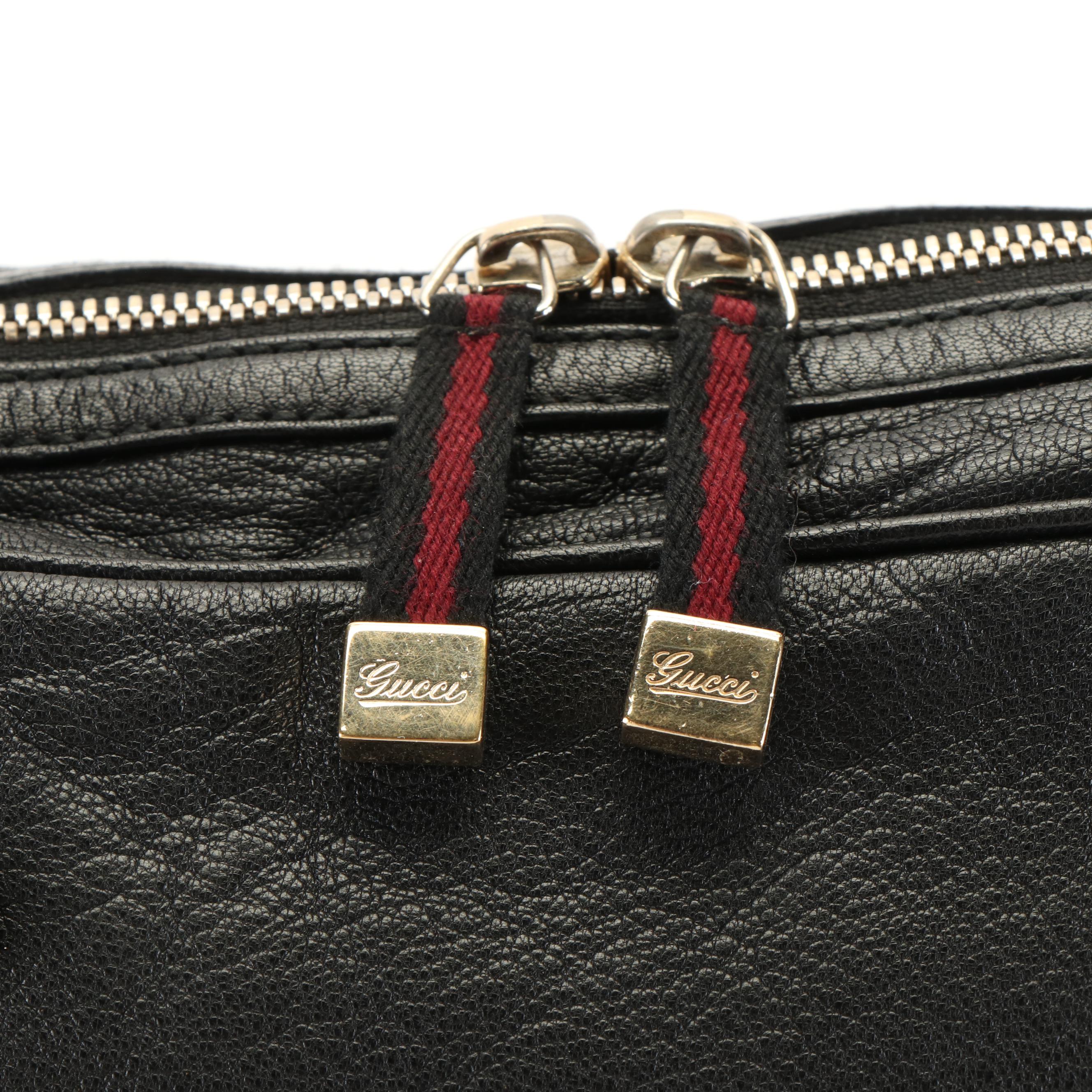 Gucci Princy Black Leather Boston Bag