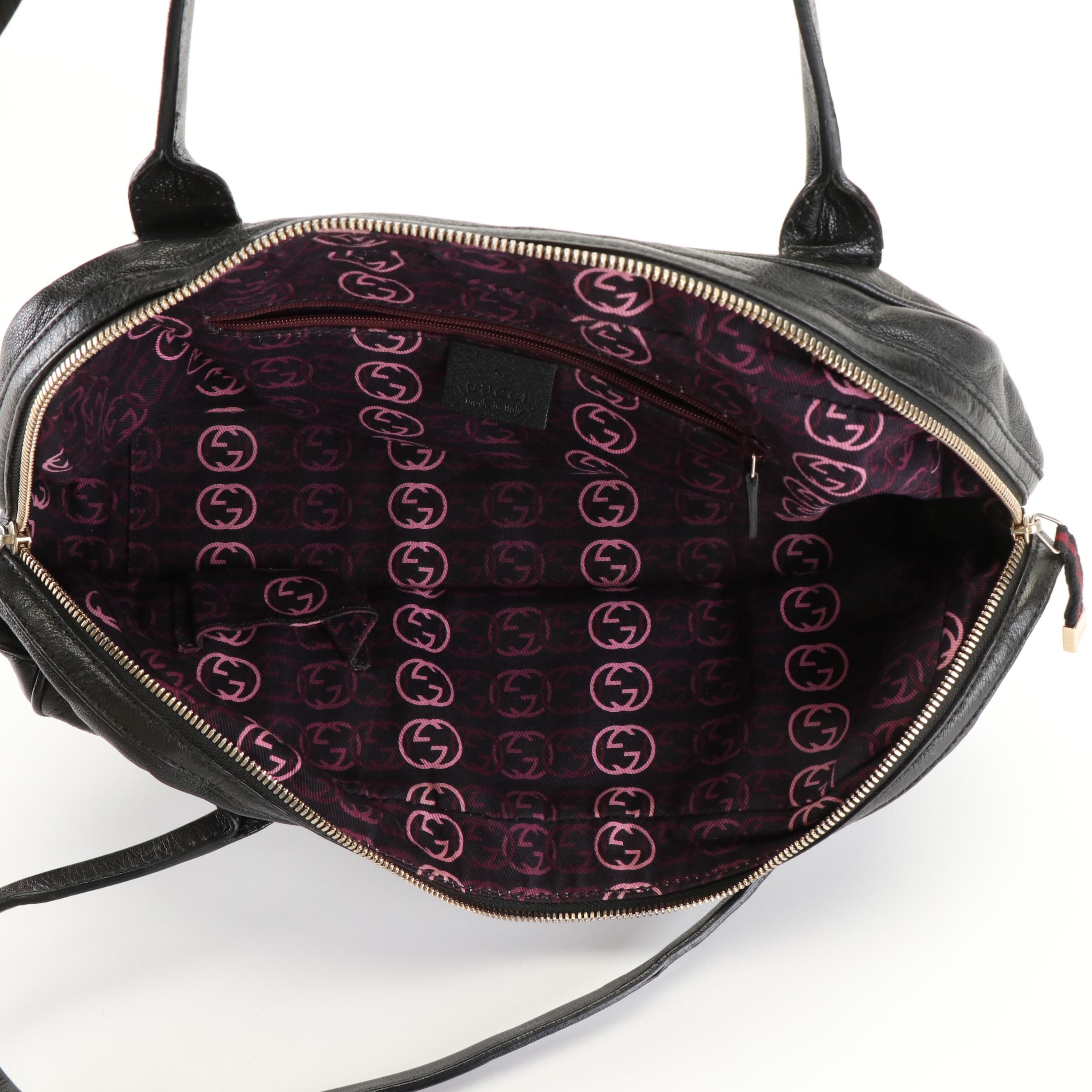 Gucci Princy Black Leather Boston Bag