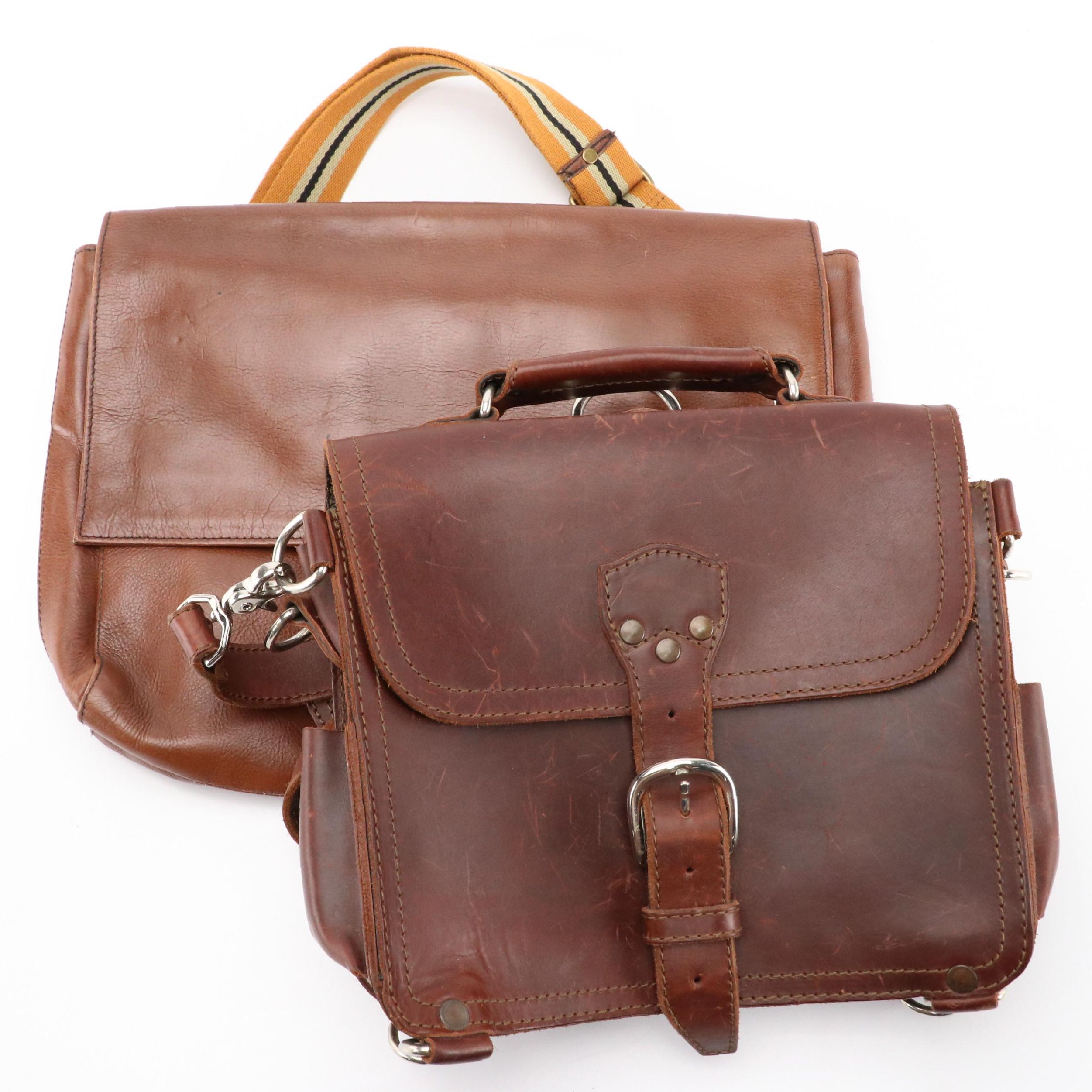 Hidesign and Saddleback Brown Leather Messenger Bags