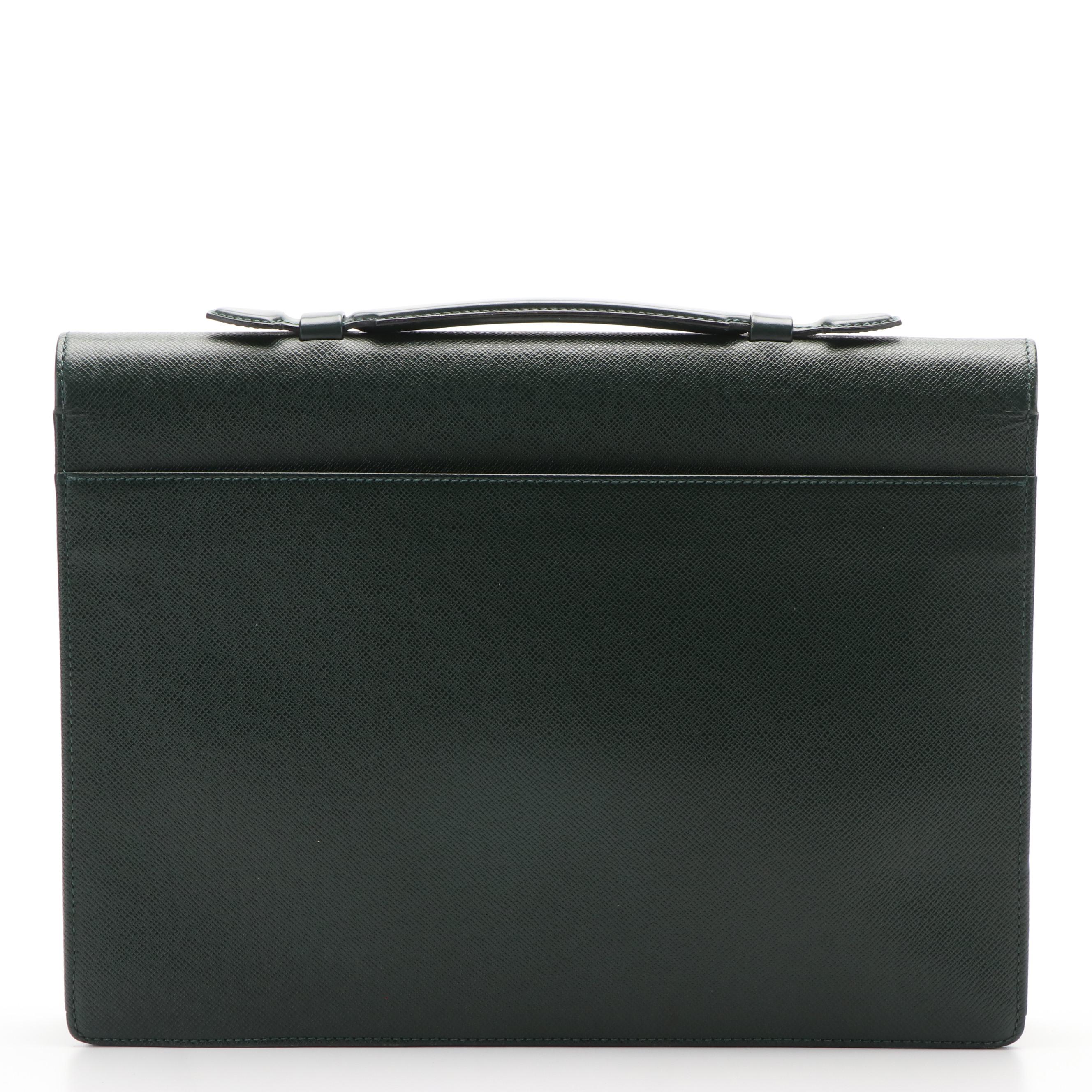 Louis Vuitton Kourad Ambassador Green Taiga Leather Briefcase