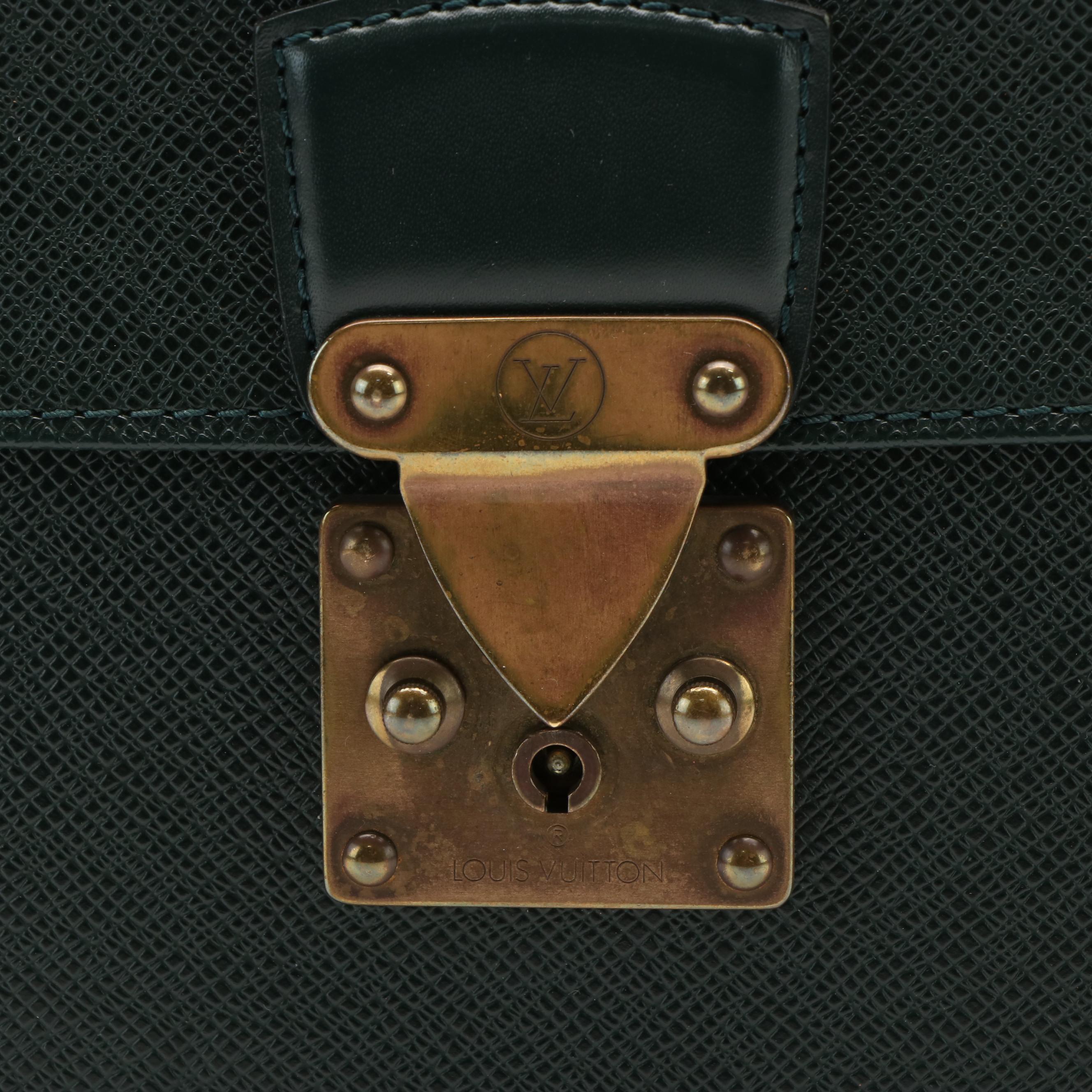 Louis Vuitton Kourad Ambassador Green Taiga Leather Briefcase