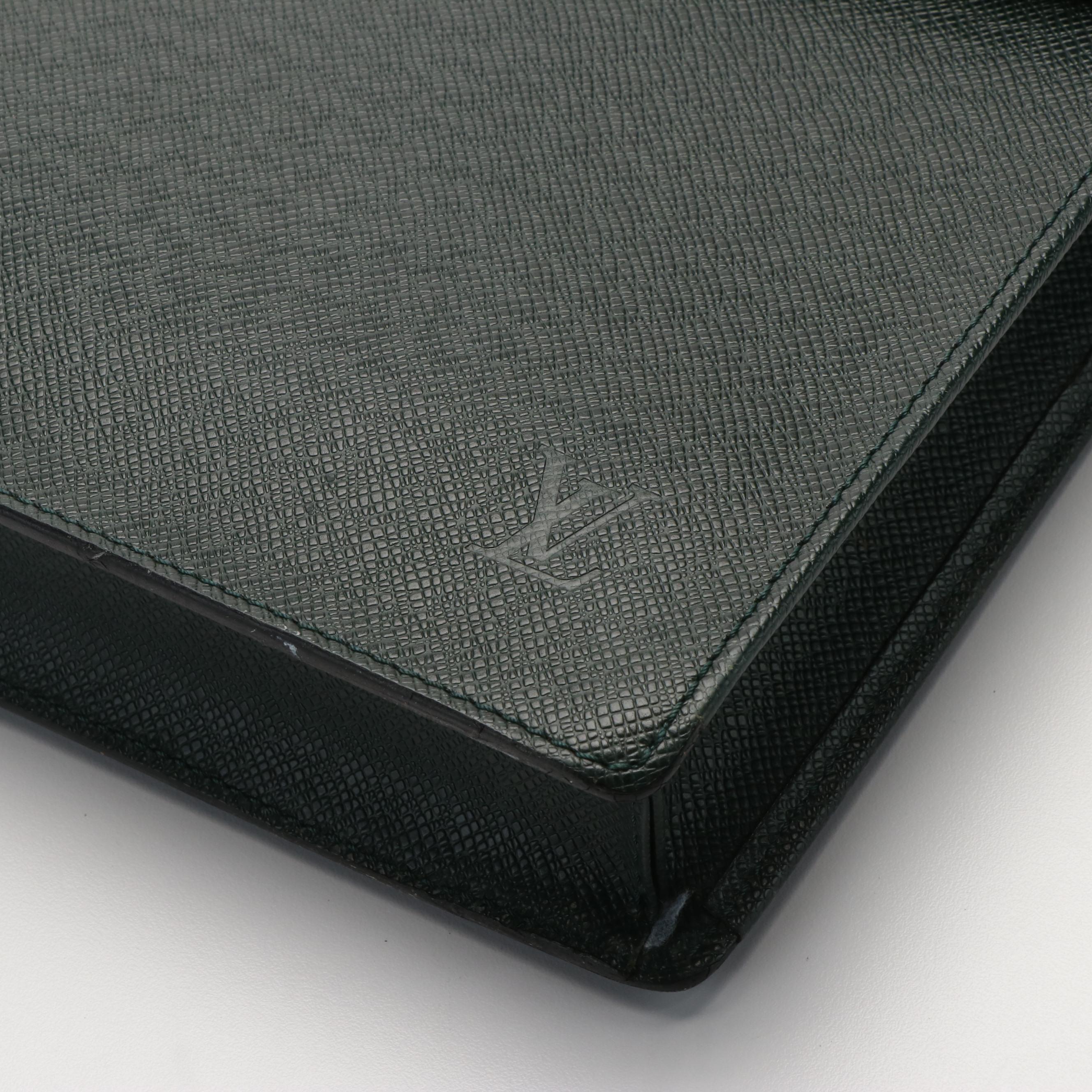 Louis Vuitton Kourad Ambassador Green Taiga Leather Briefcase