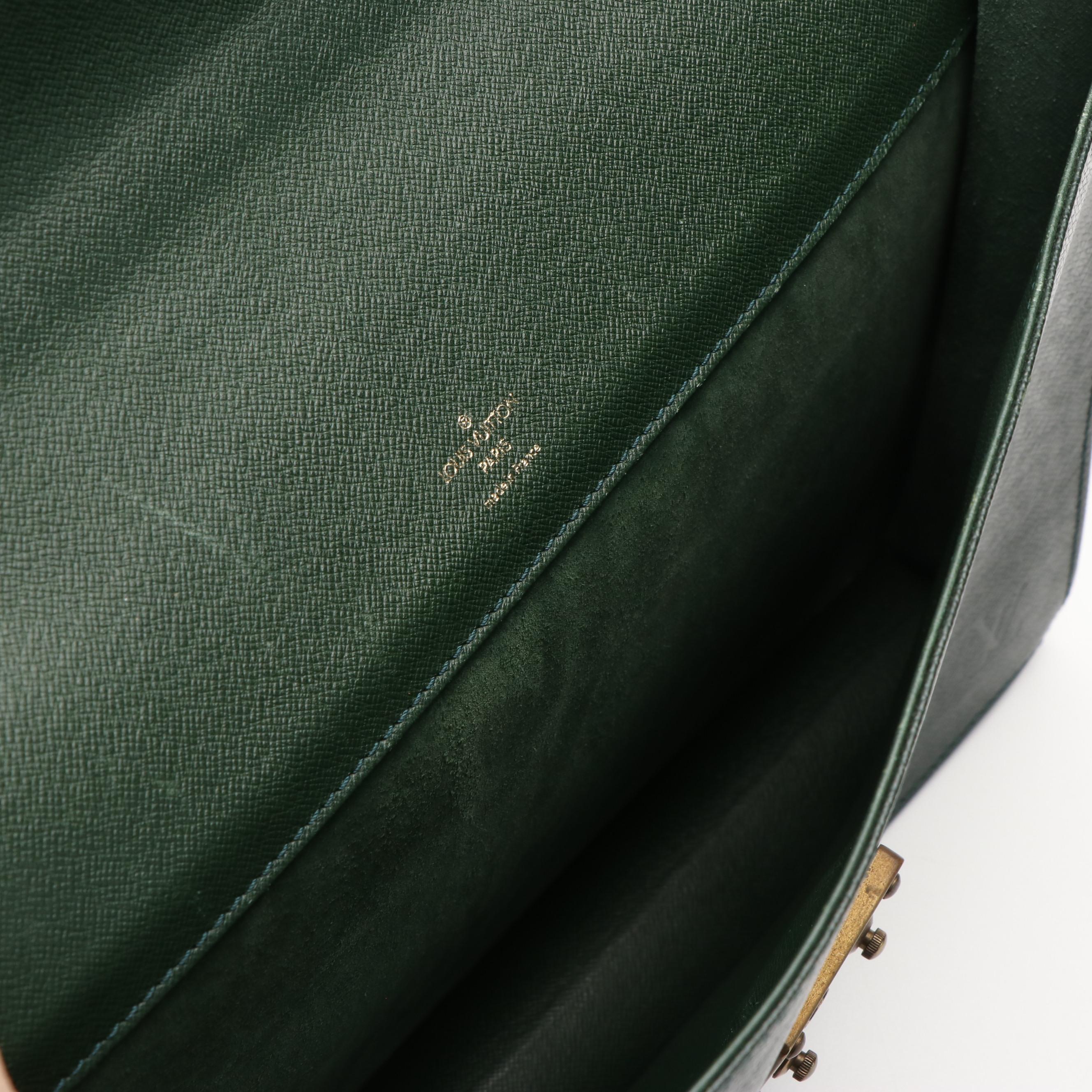Louis Vuitton Kourad Ambassador Green Taiga Leather Briefcase