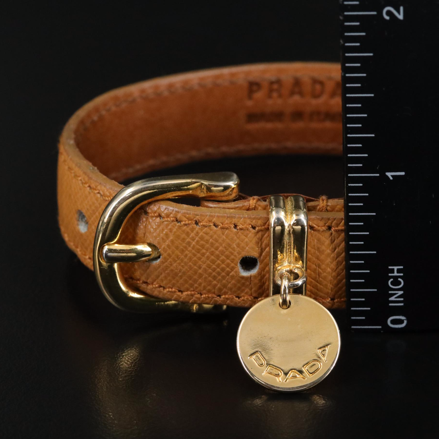 Prada Leather Buckle Bracelet with Tag