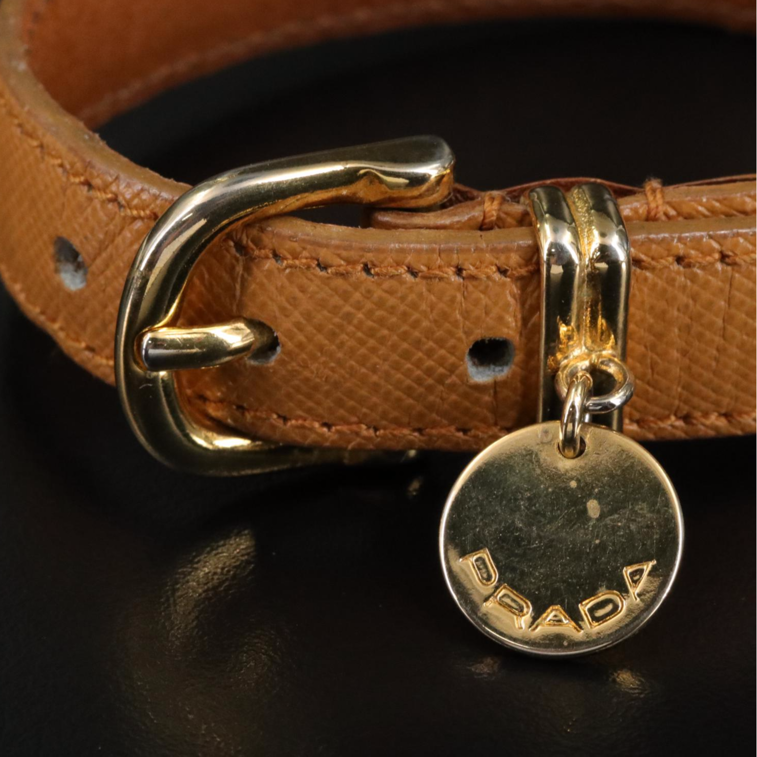 Prada Leather Buckle Bracelet with Tag