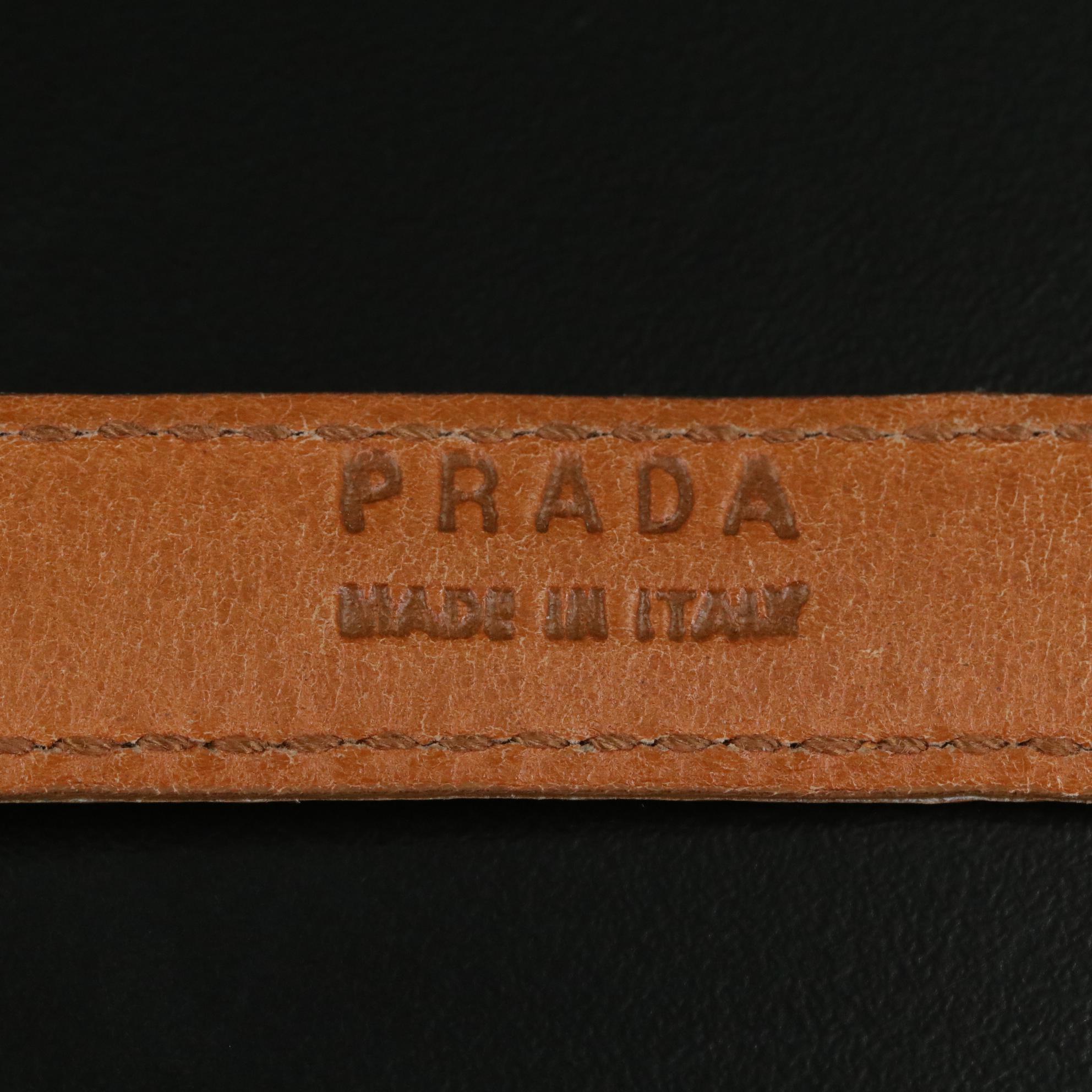 Prada Leather Buckle Bracelet with Tag