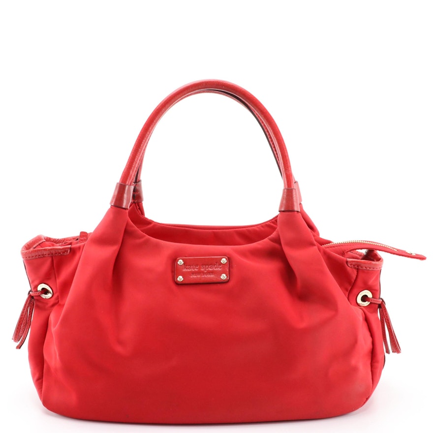 Kate Spade NY Stevie Cherry Red Nylon and Leather Bag