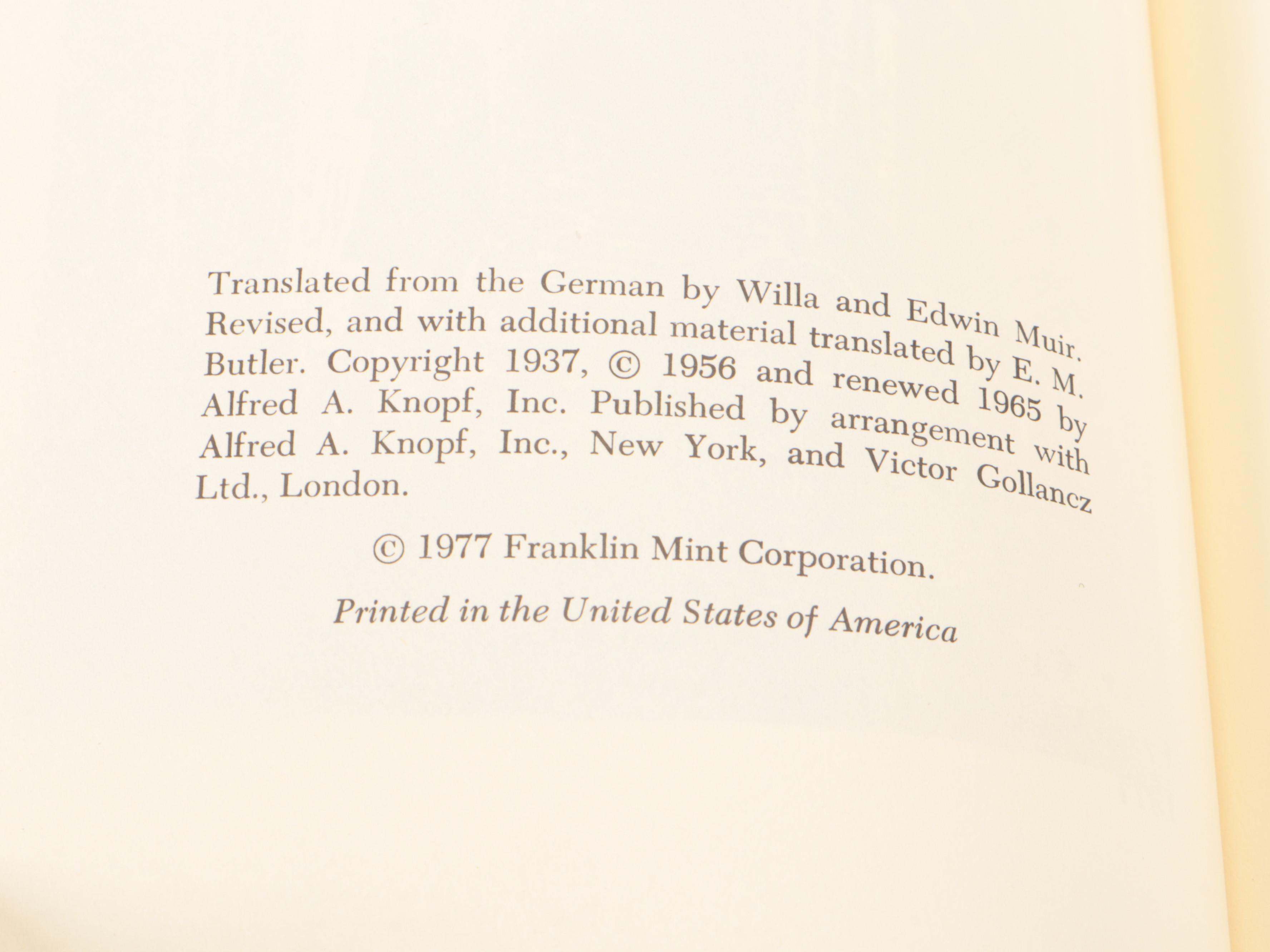 Franklin Library Classics Including Franz Kafka, Thomas Mann, and Henrik Ibsen