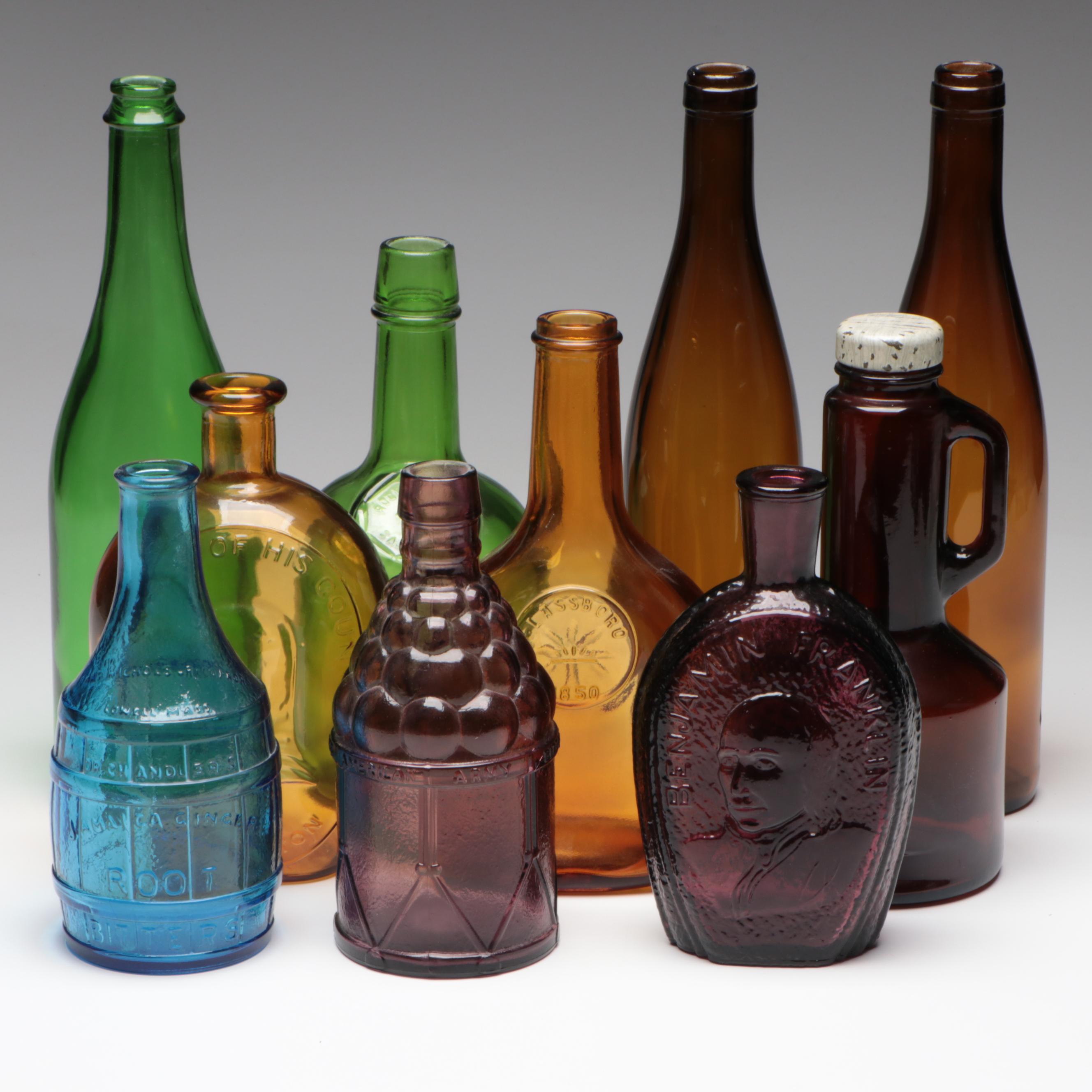 Wheaton Glass Co. "Benjamin Franklin" and More Colored Glass Bottles