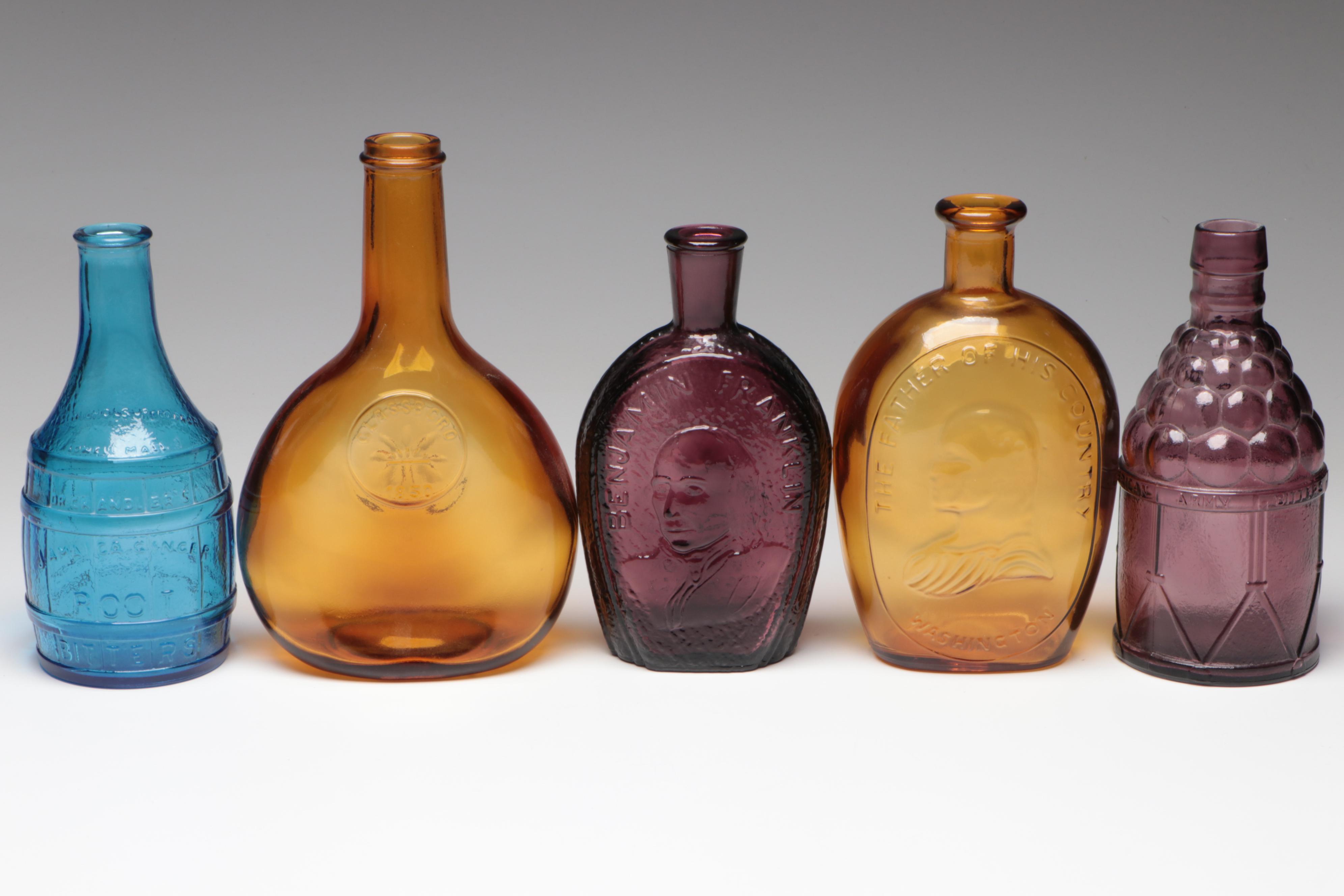 Wheaton Glass Co. "Benjamin Franklin" and More Colored Glass Bottles