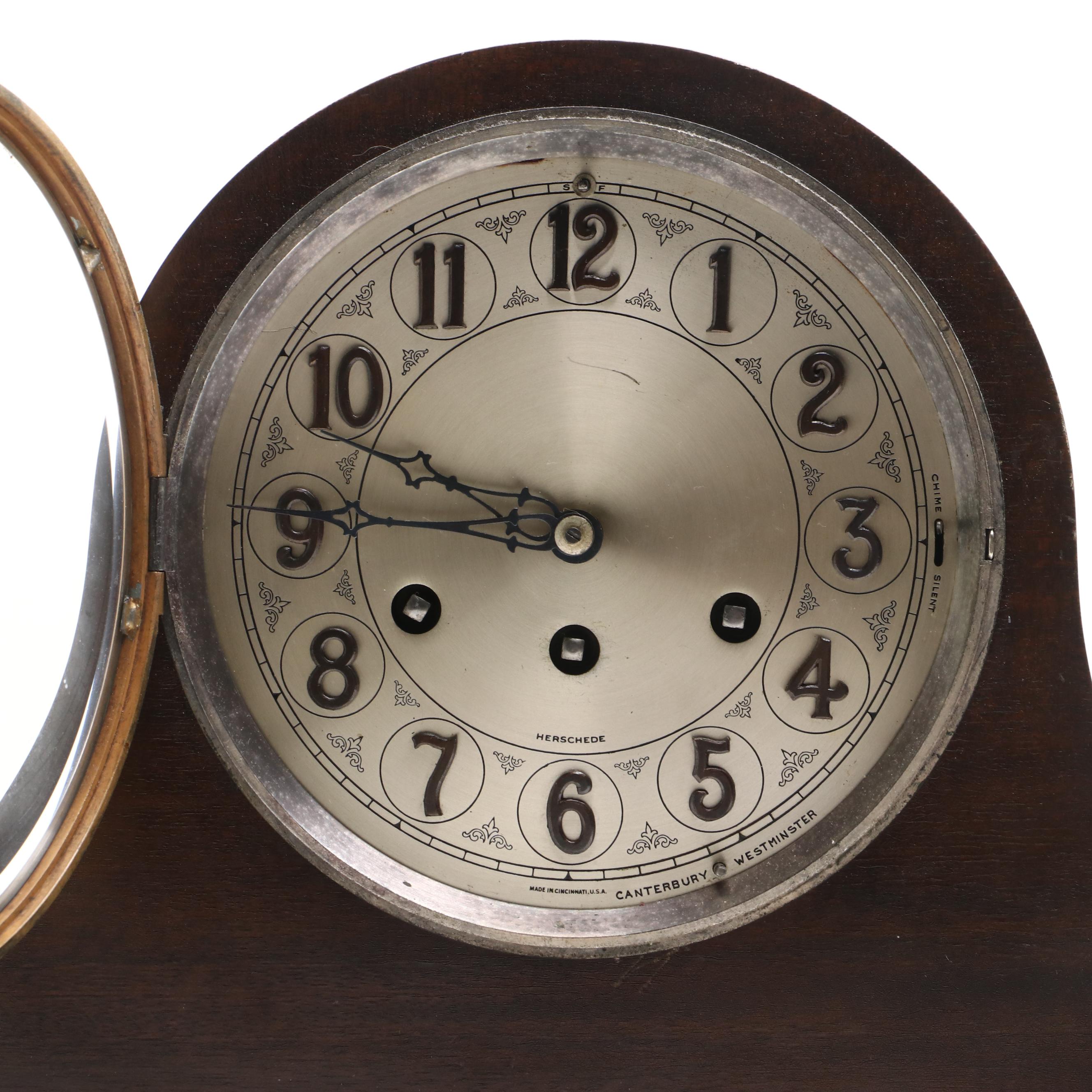 Herschede Hall Model 10 Westminster Chime Mantle Clock, Early 20th Century