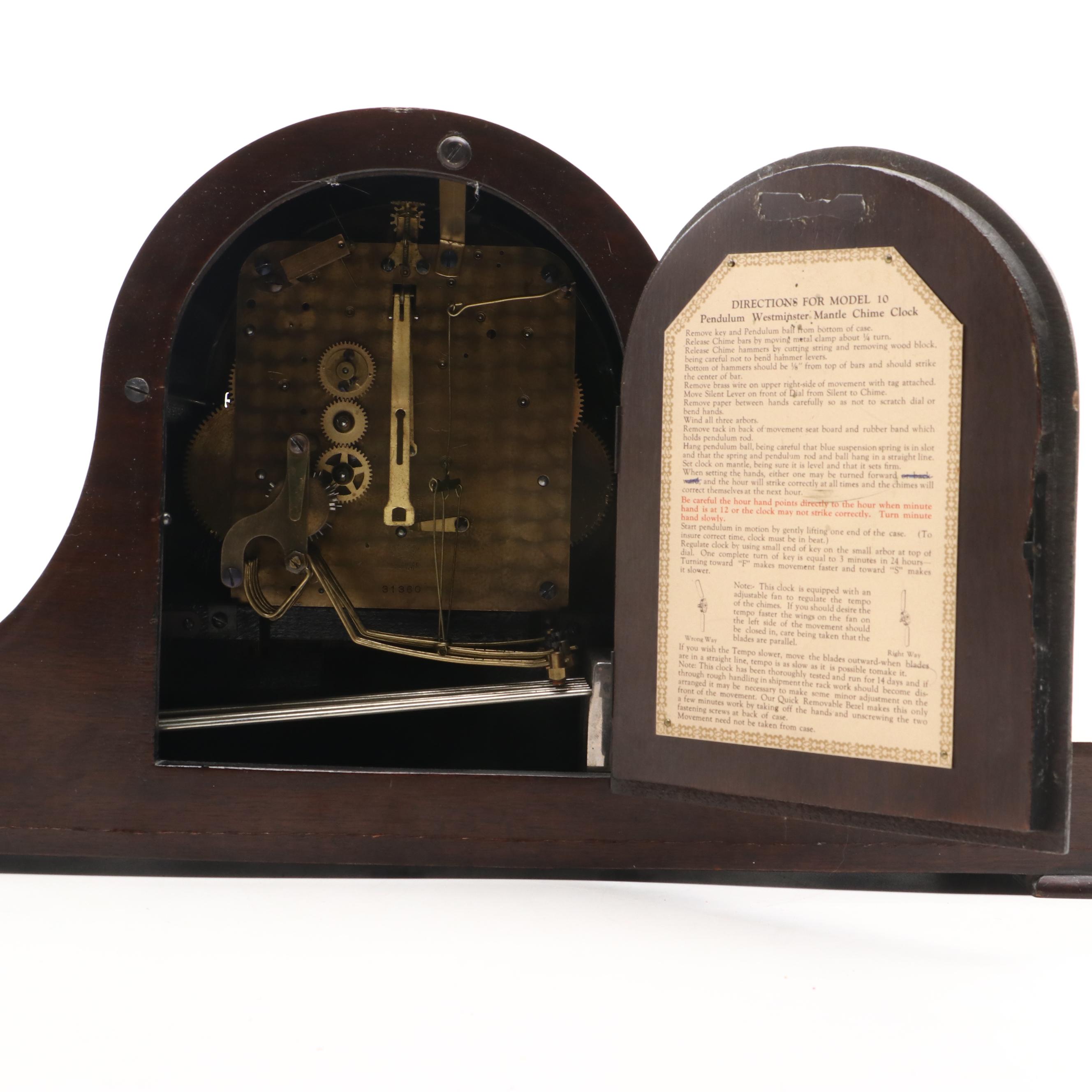 Herschede Hall Model 10 Westminster Chime Mantle Clock, Early 20th Century